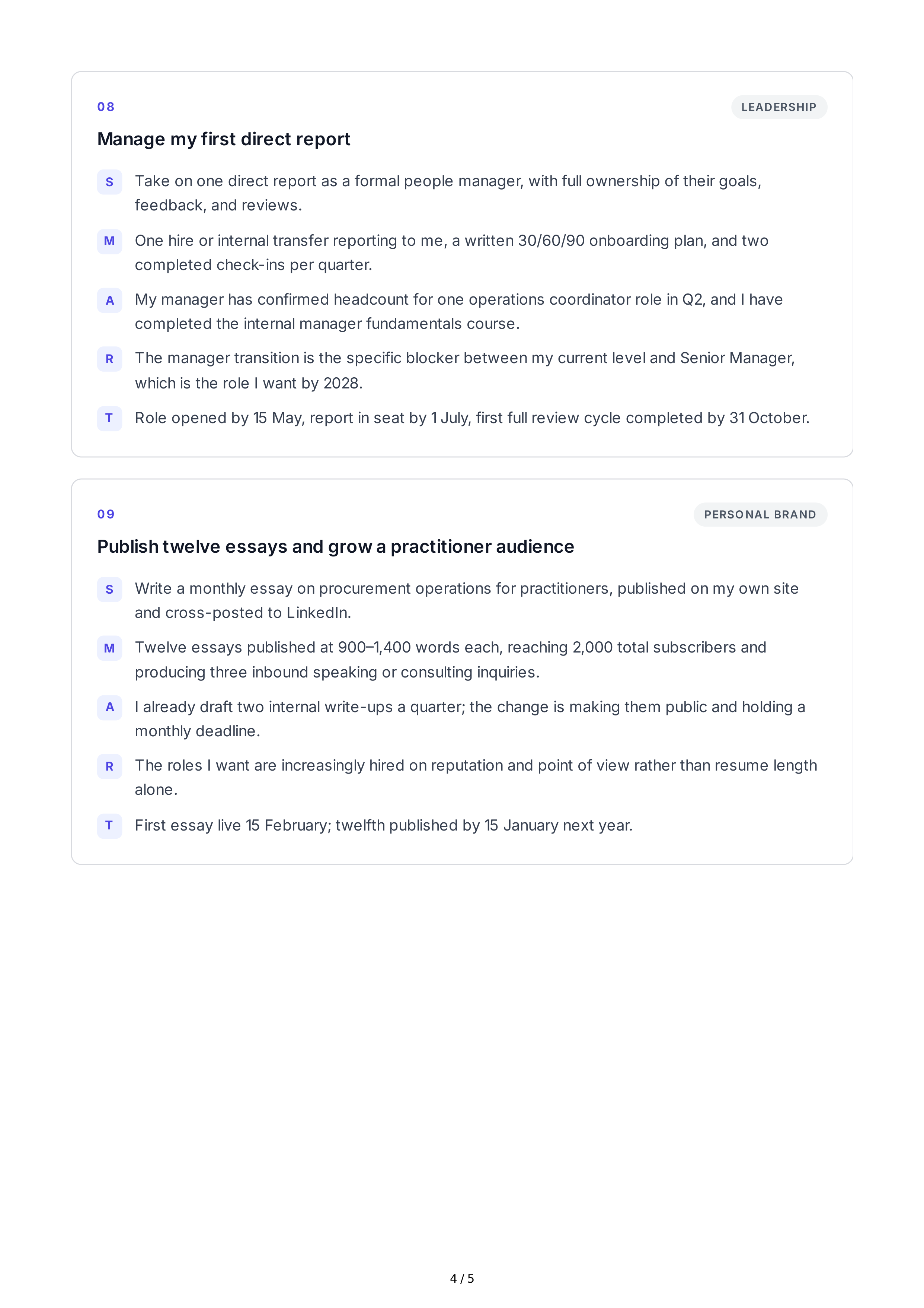 SMART Career Development Goals — page 4