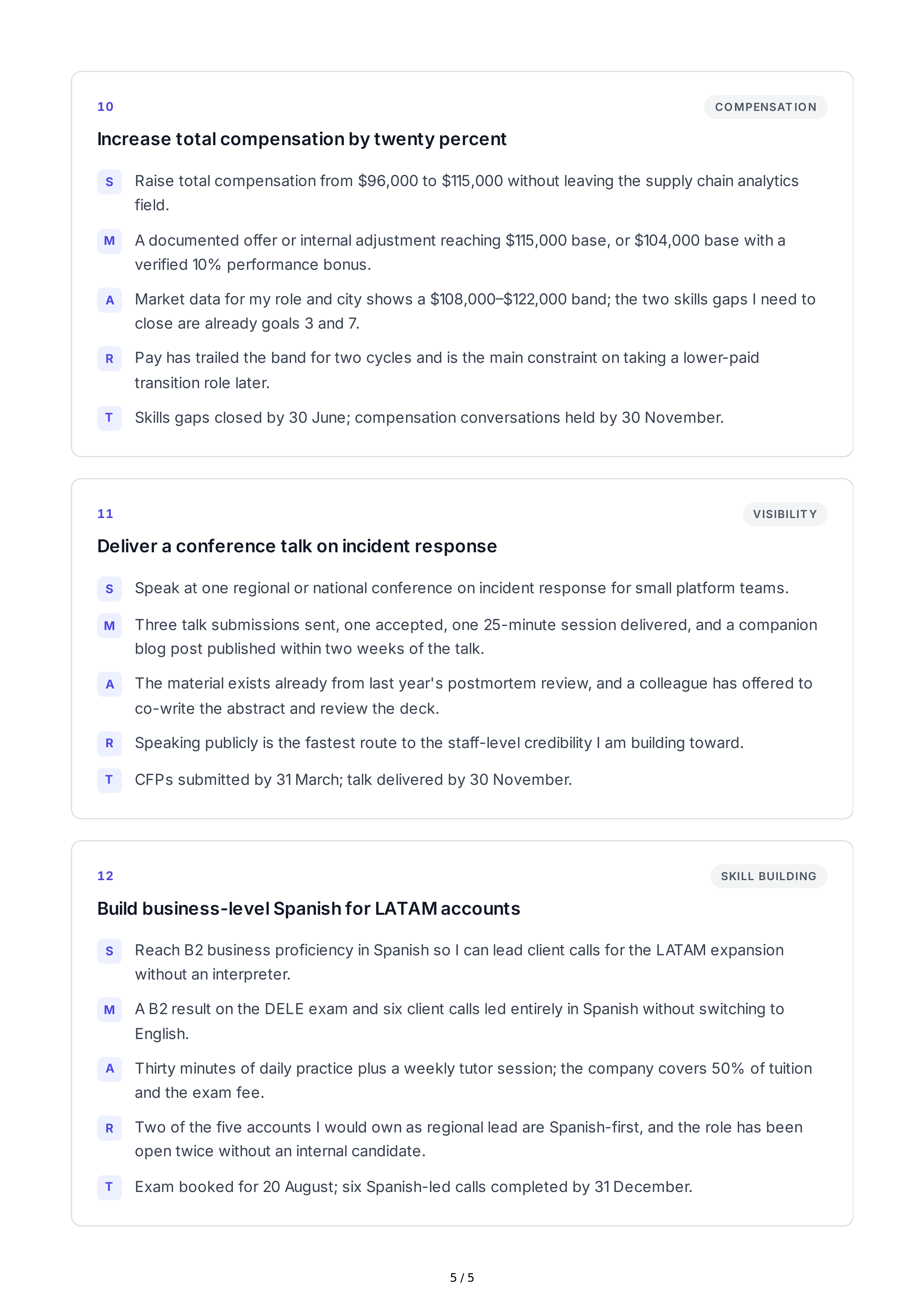 SMART Career Development Goals — page 5