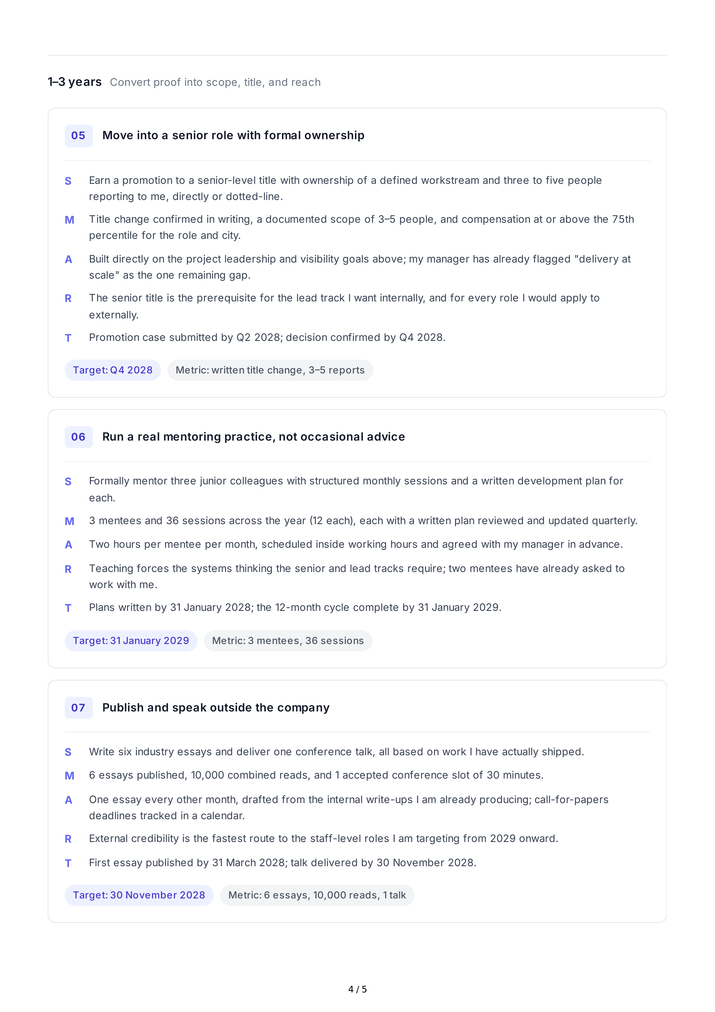 SMART Career Goals — page 4