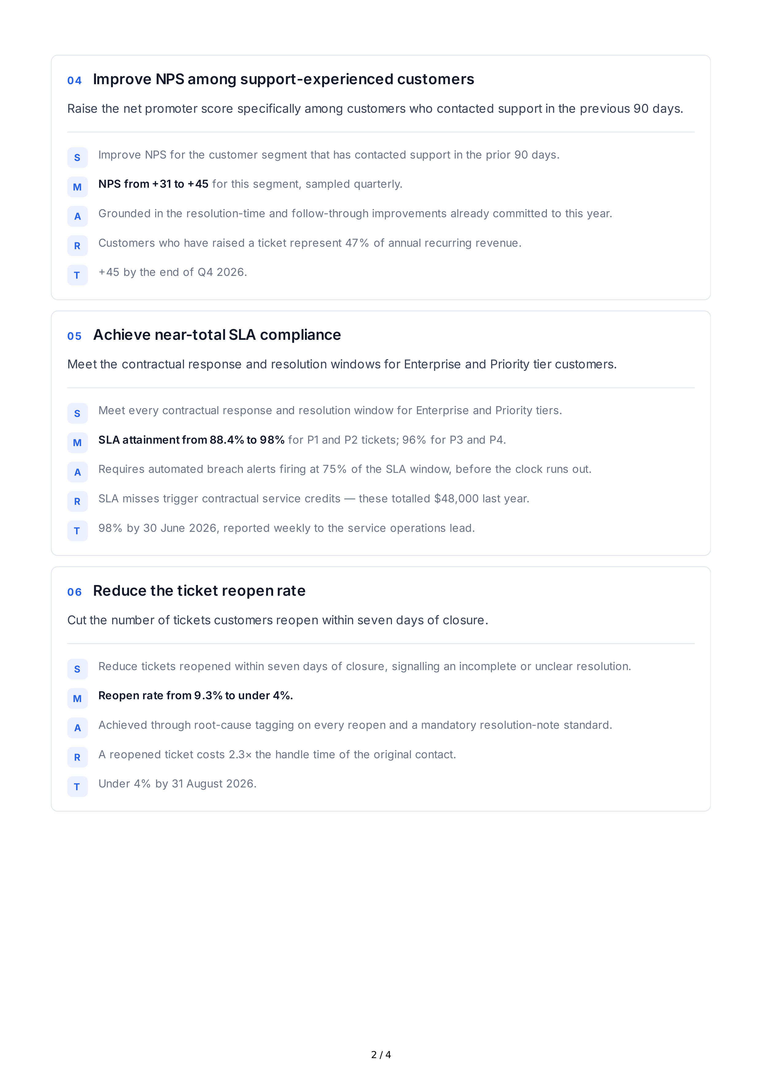 SMART Customer Service Goals — page 2