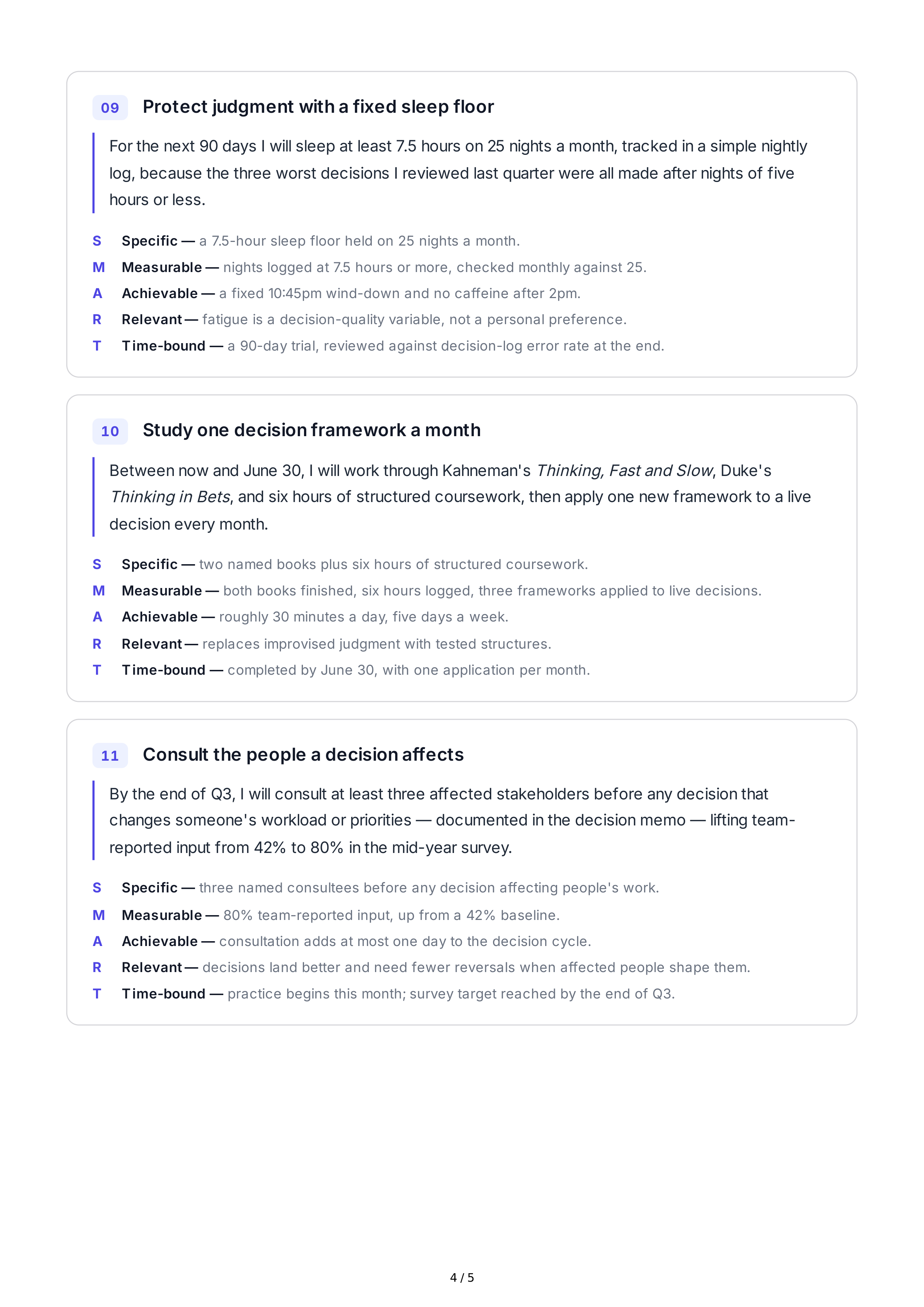 SMART Decision-Making Goals — page 4