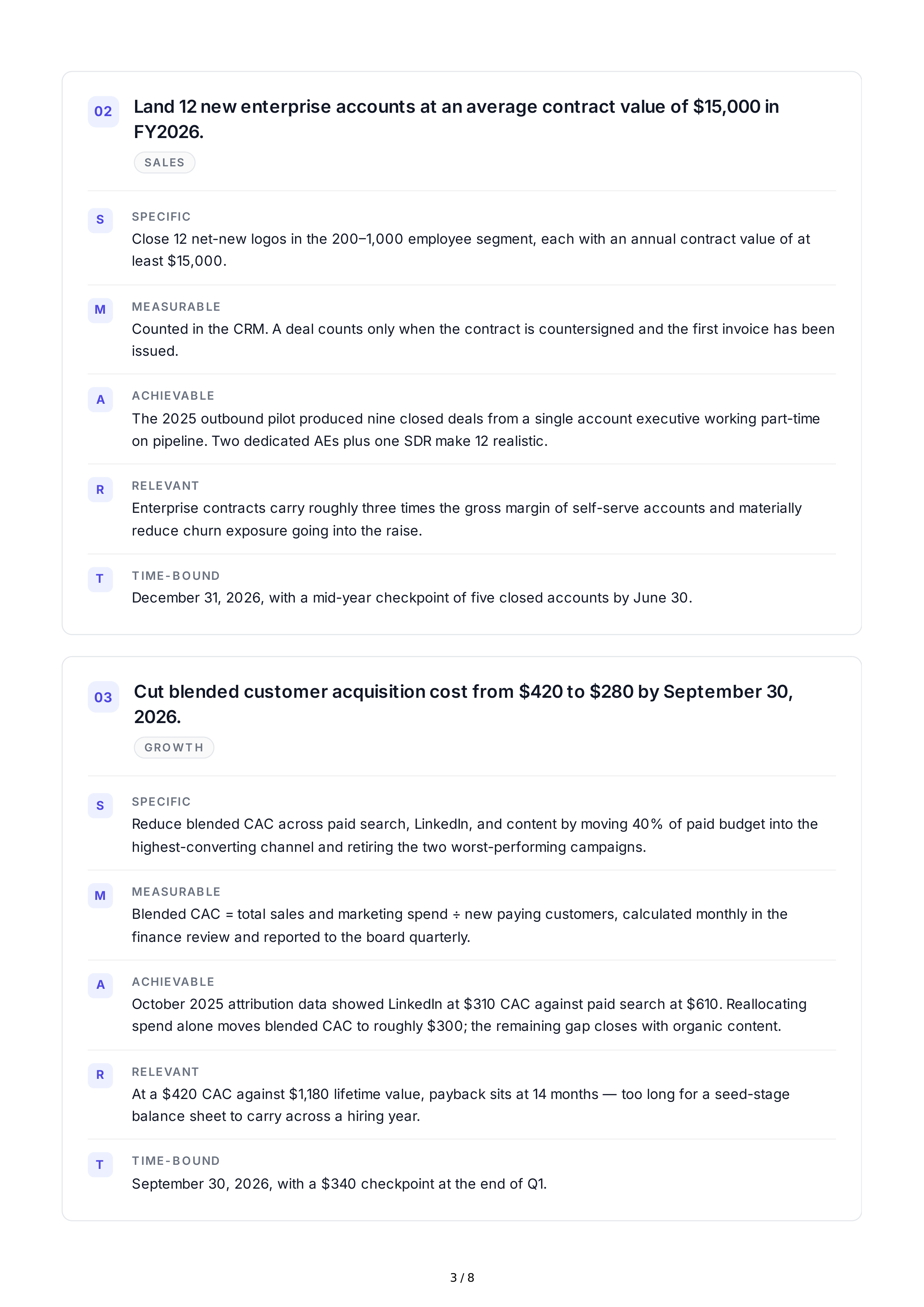 SMART Entrepreneurship Goals — page 3