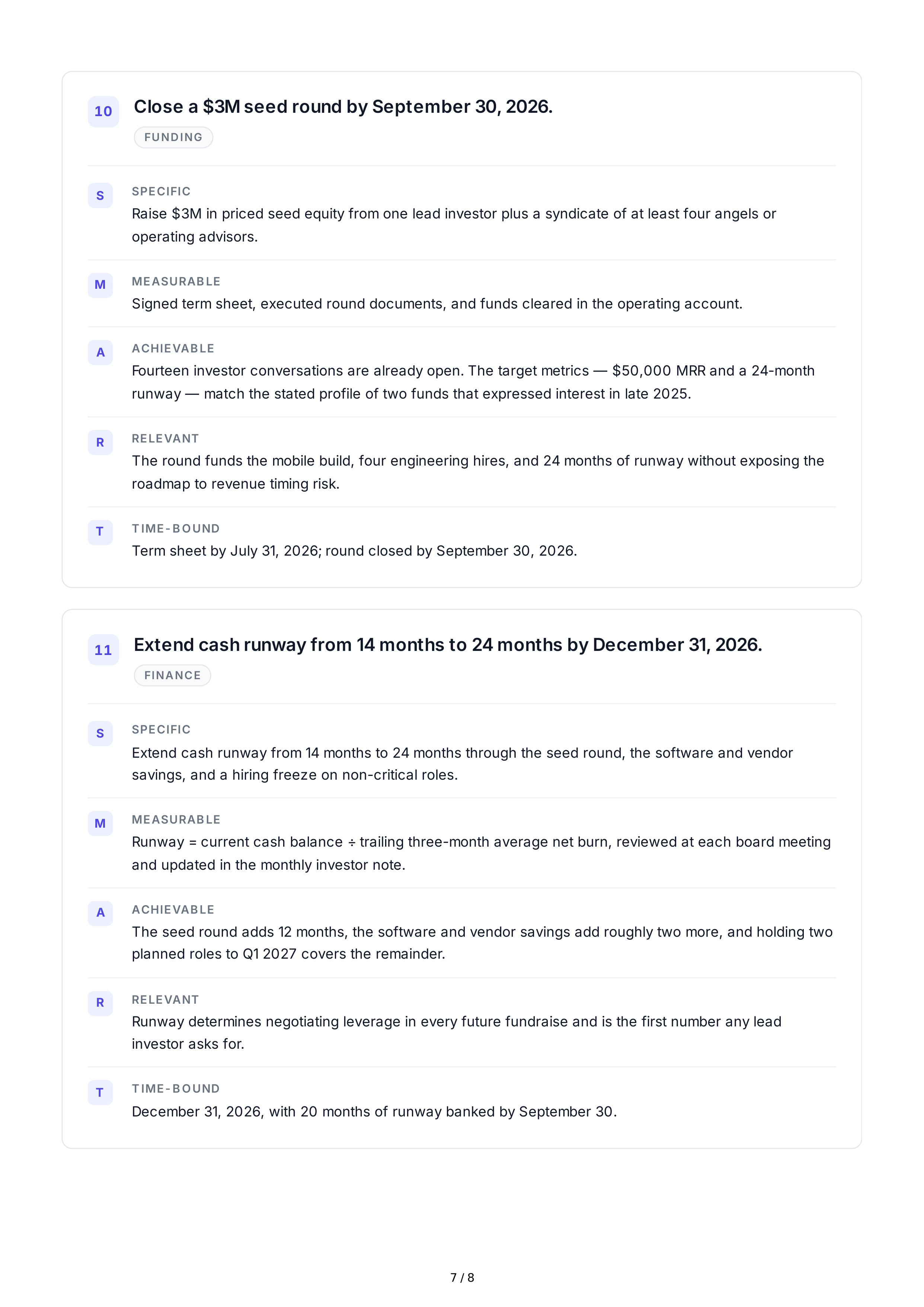 SMART Entrepreneurship Goals — page 7