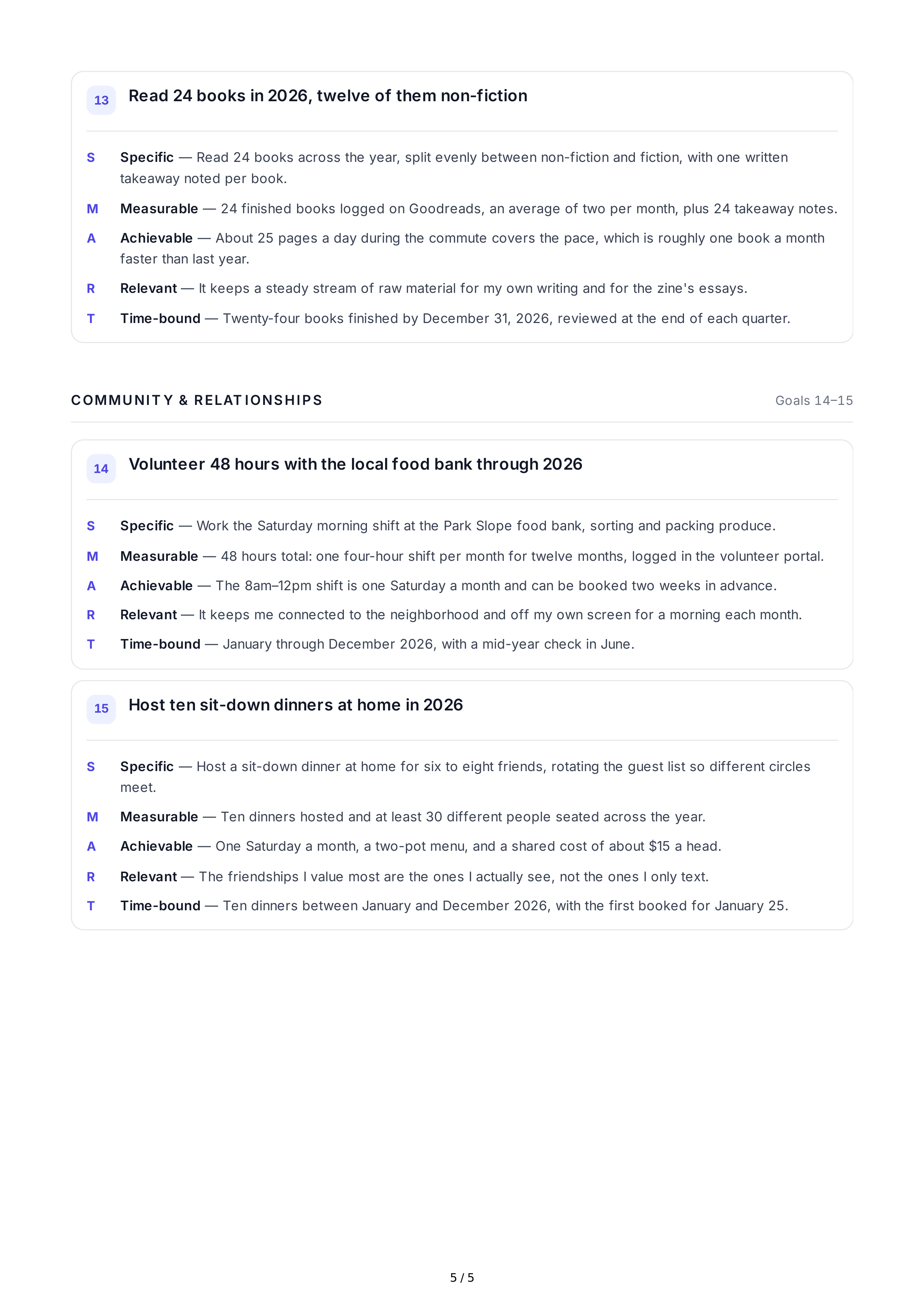 SMART Goal-Setting Goals — page 5