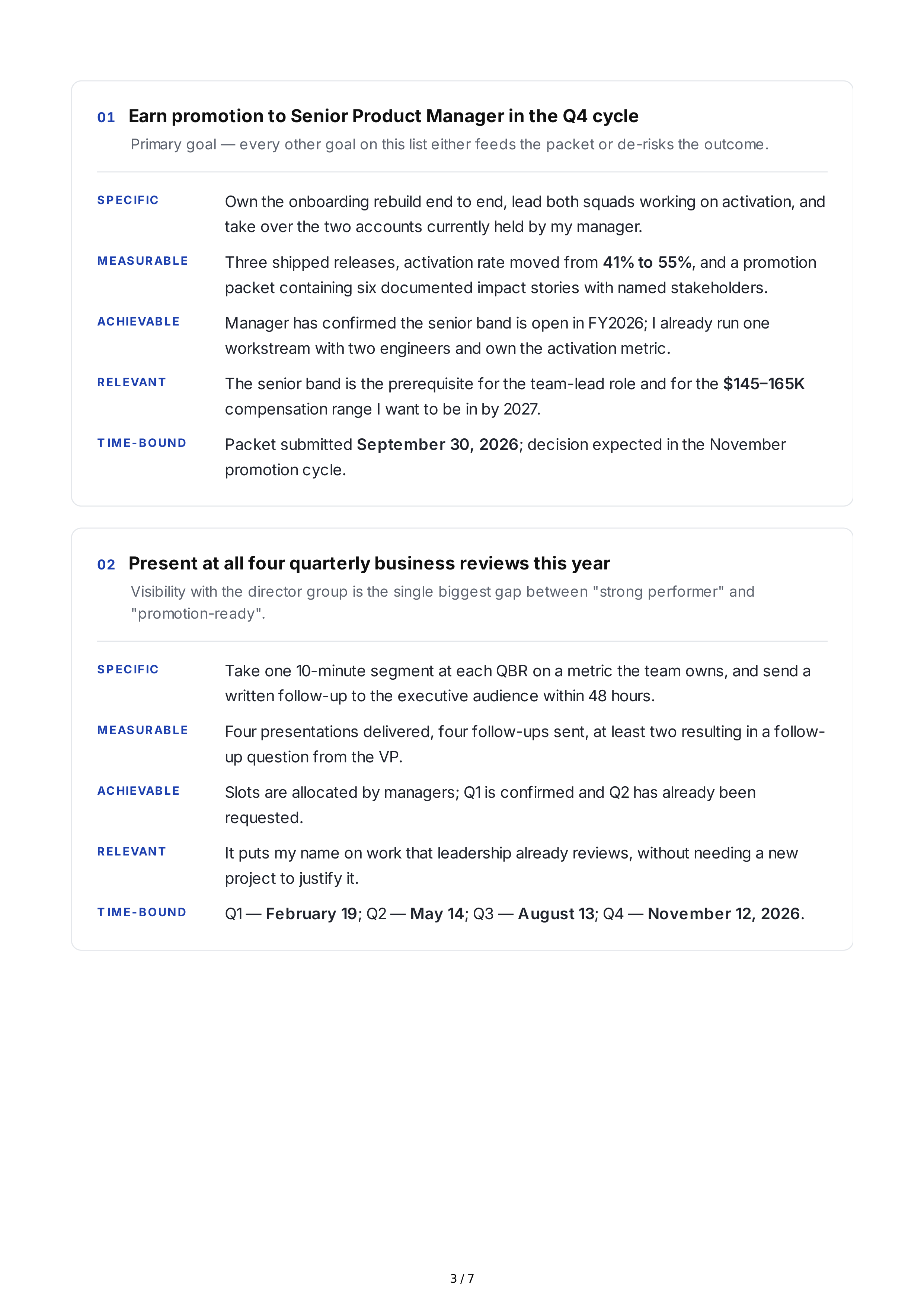 SMART Goals for Career Advancement — page 3