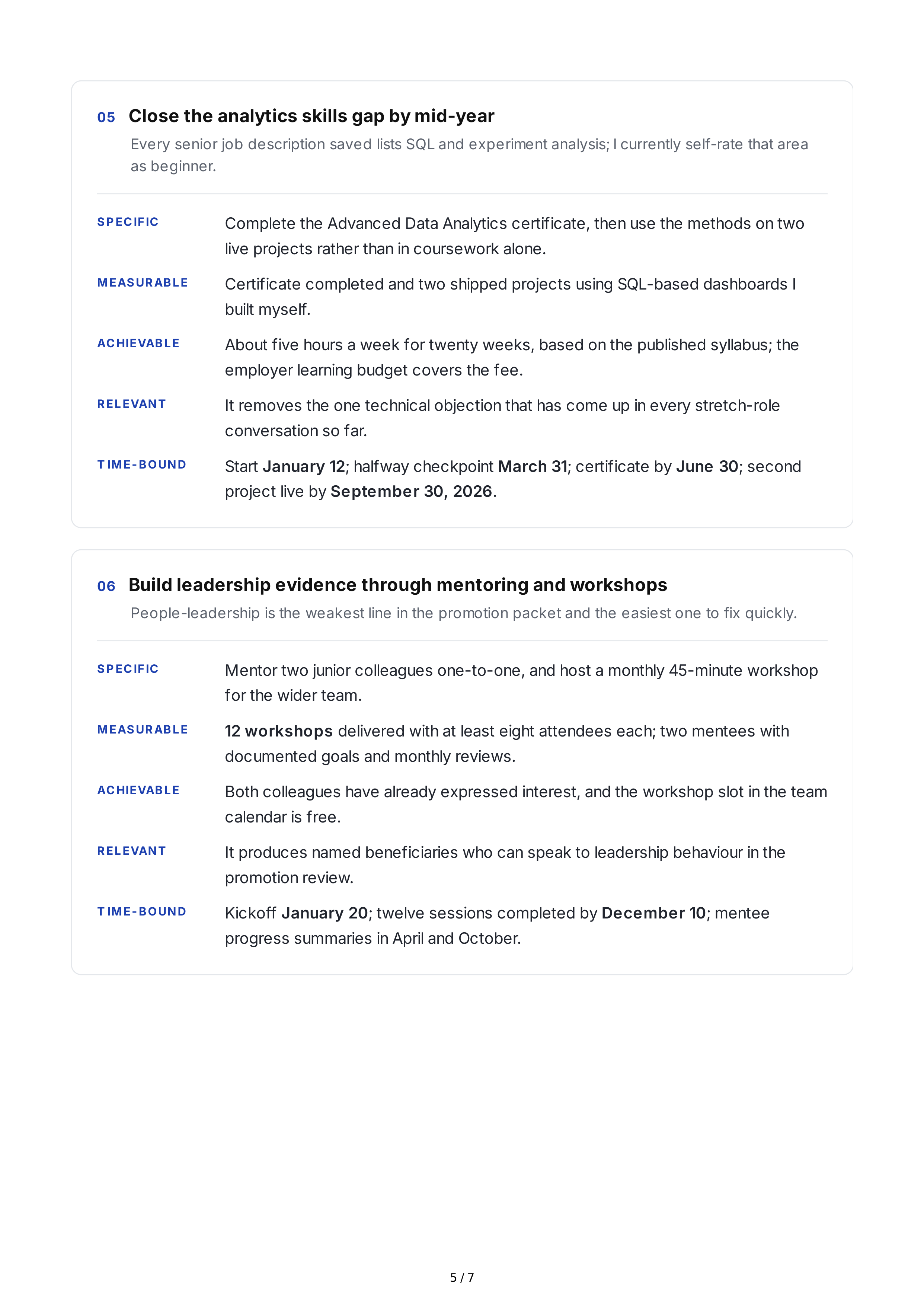 SMART Goals for Career Advancement — page 5