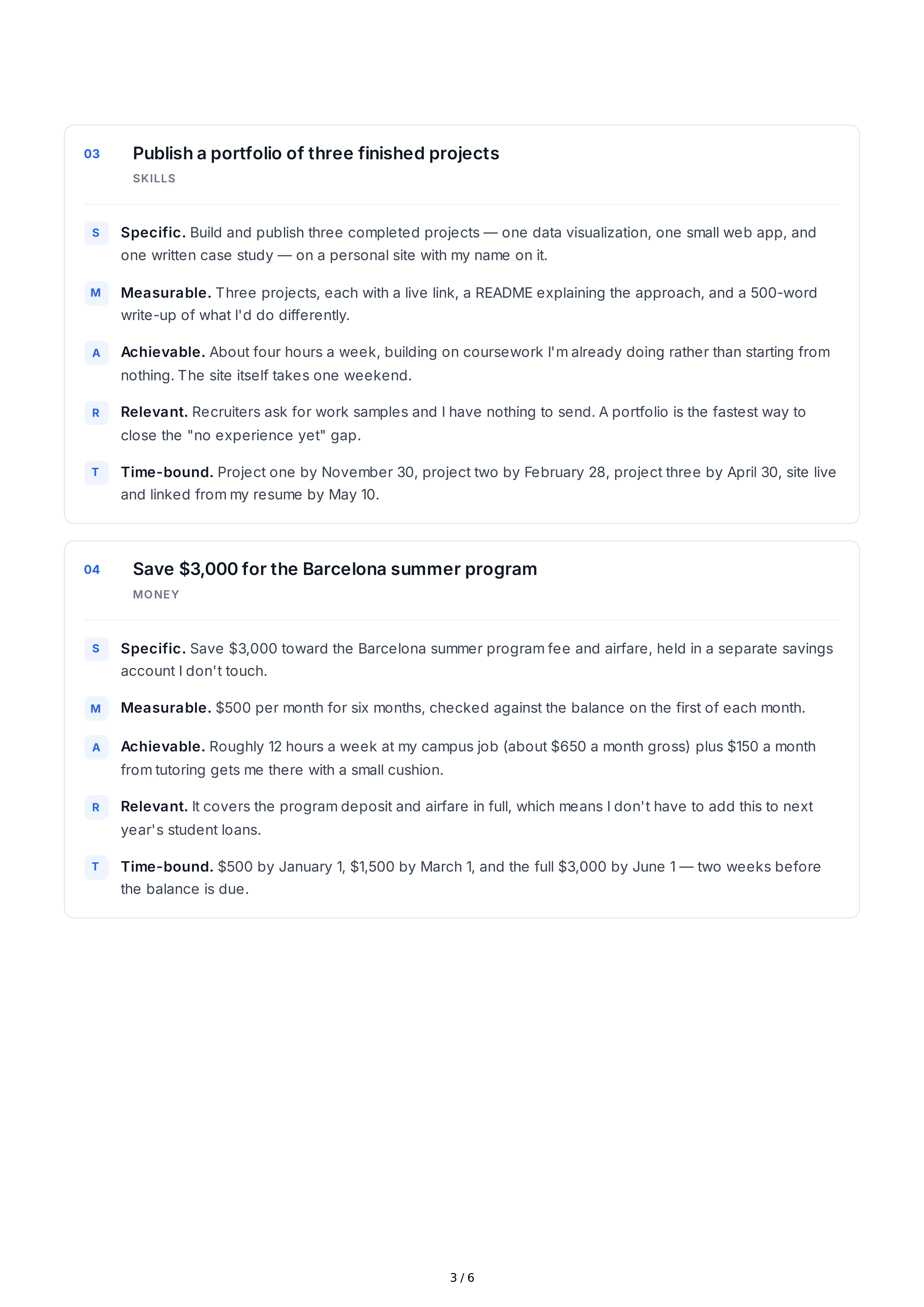 SMART Goals for College Students — page 3