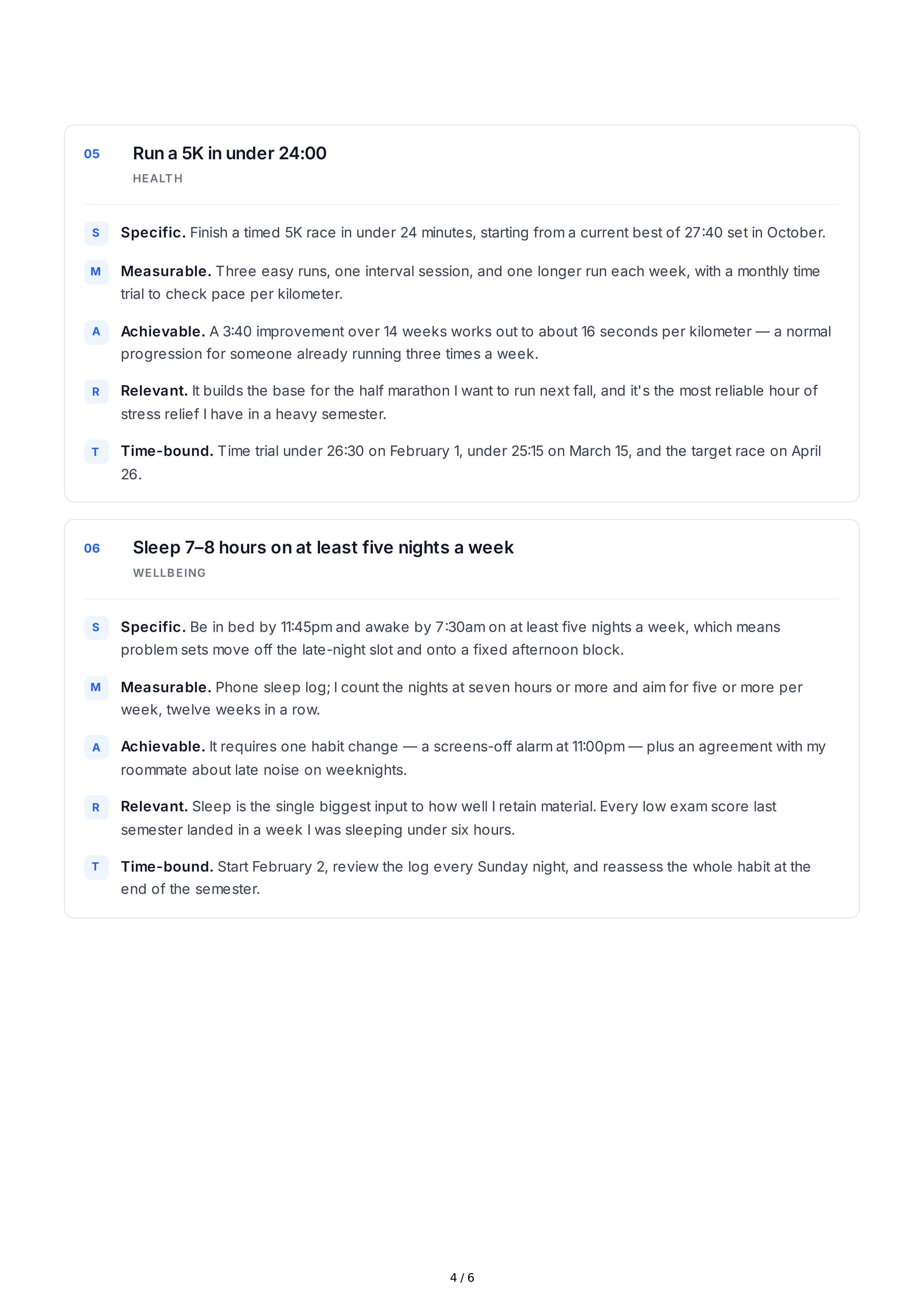 SMART Goals for College Students — page 4