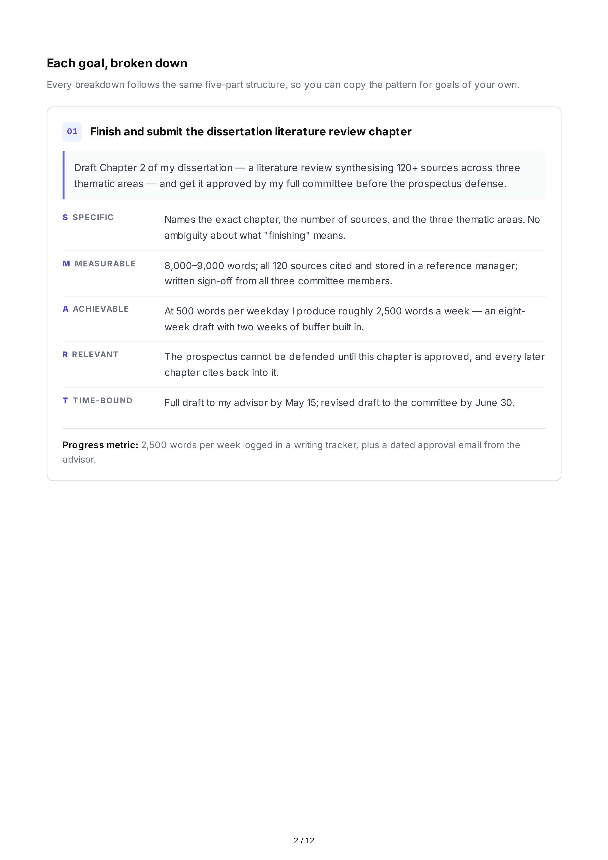 SMART Goals for Graduate Students — page 2