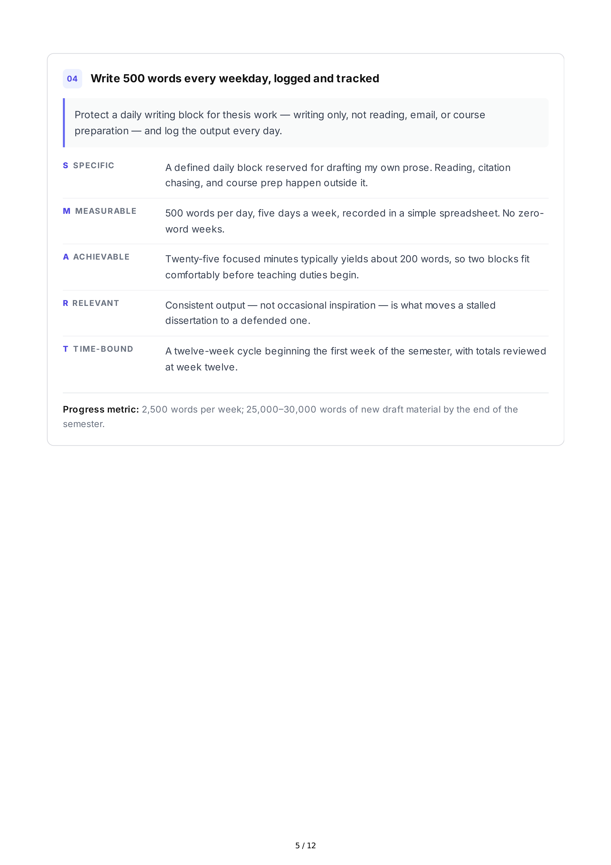 SMART Goals for Graduate Students — page 5