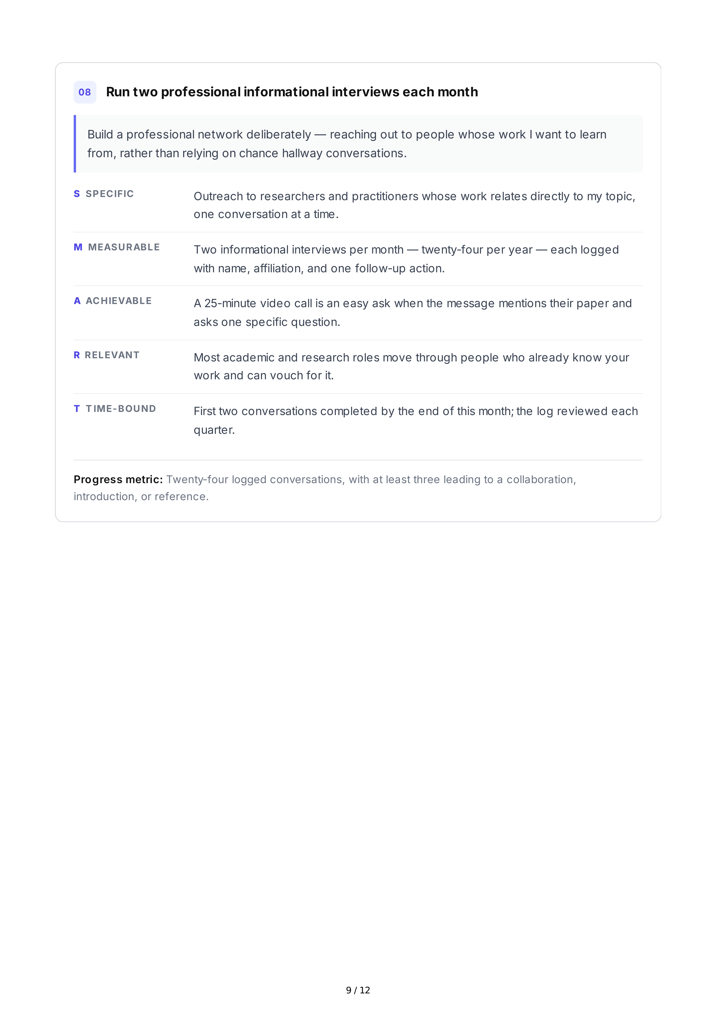 SMART Goals for Graduate Students — page 9