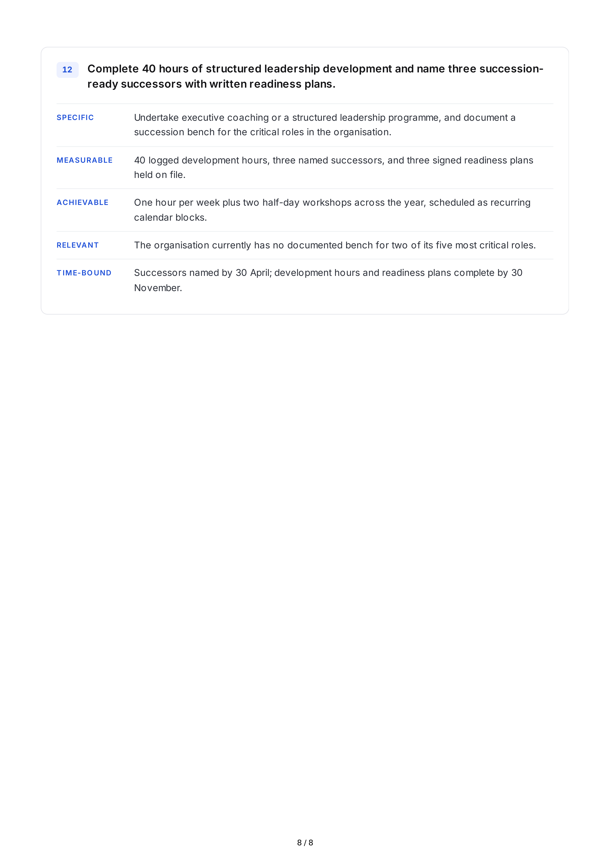 SMART Goals for Leaders — page 8