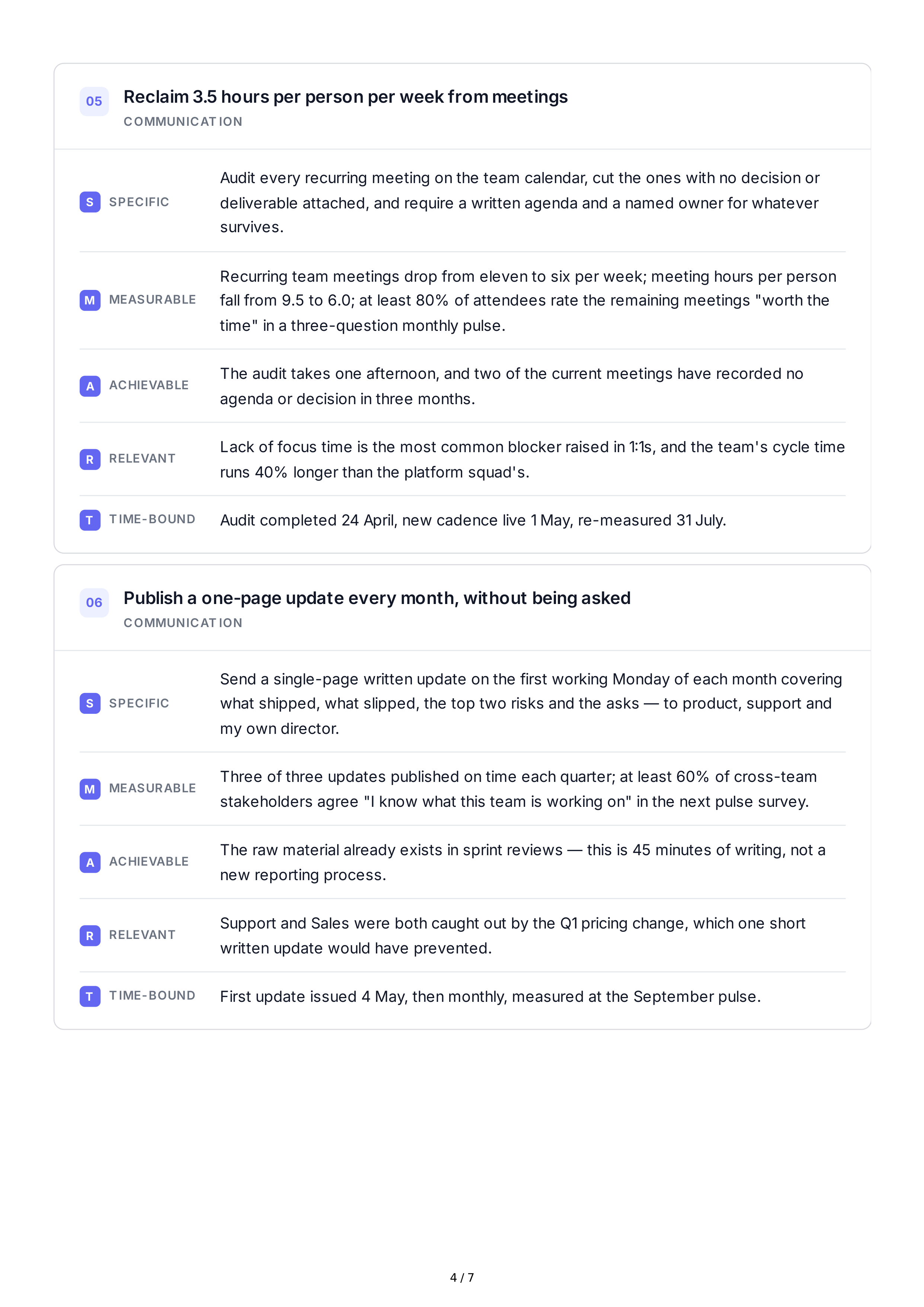 SMART Goals for Managers — page 4