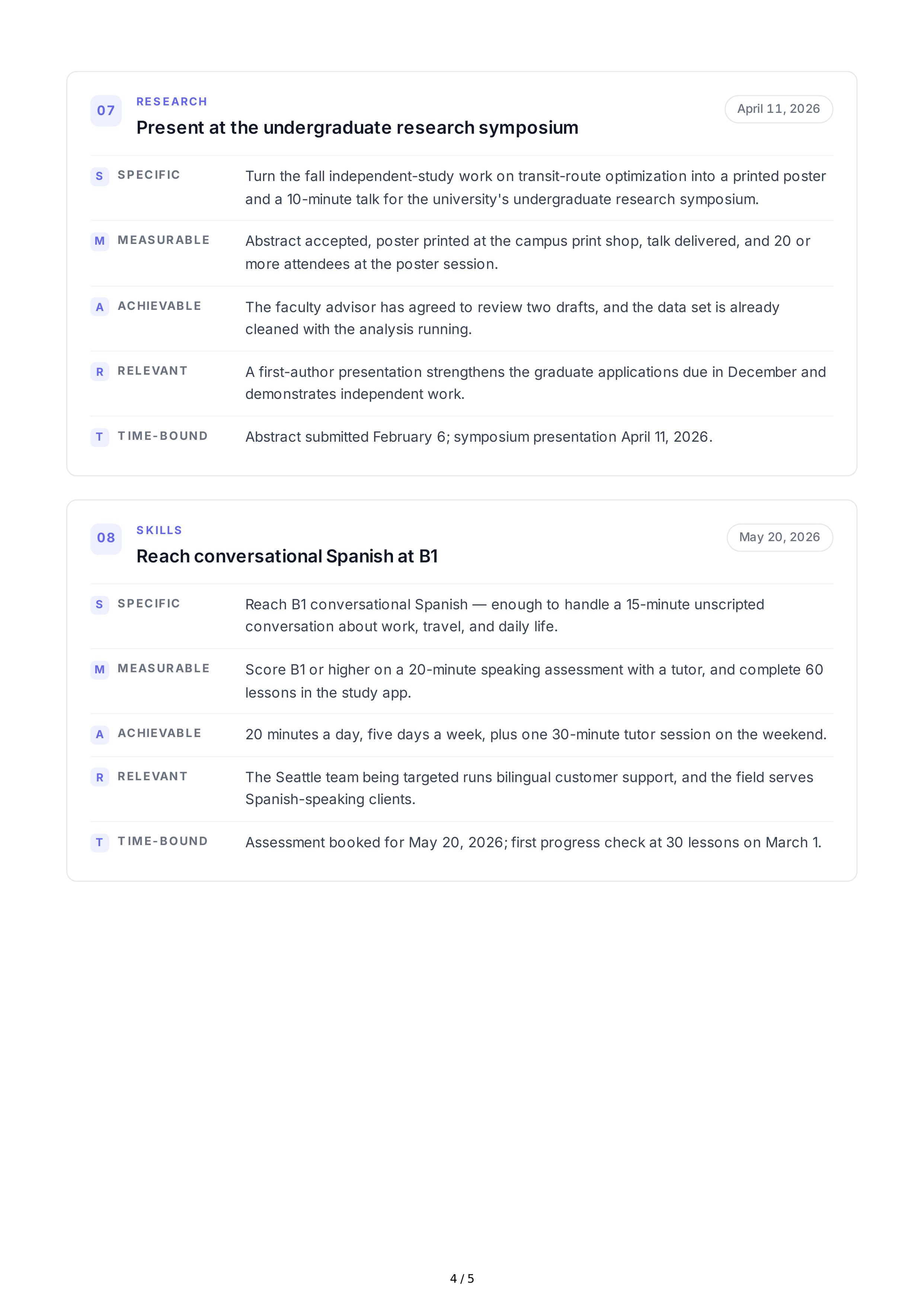 SMART Graduation Goals — page 4
