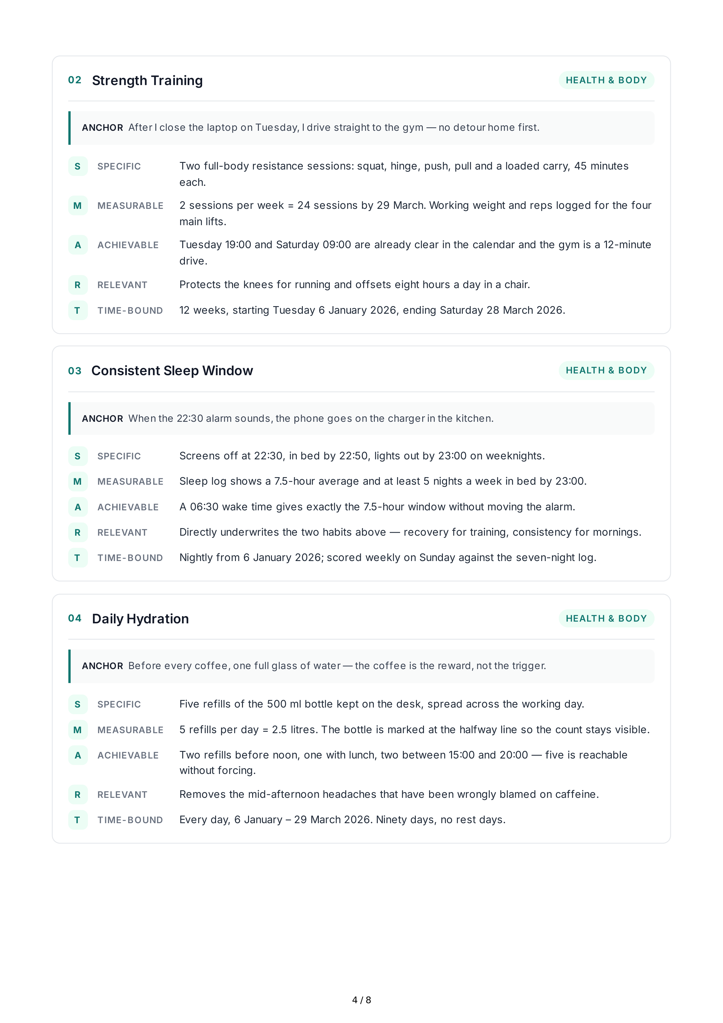 SMART Habit-Building Goals — page 4