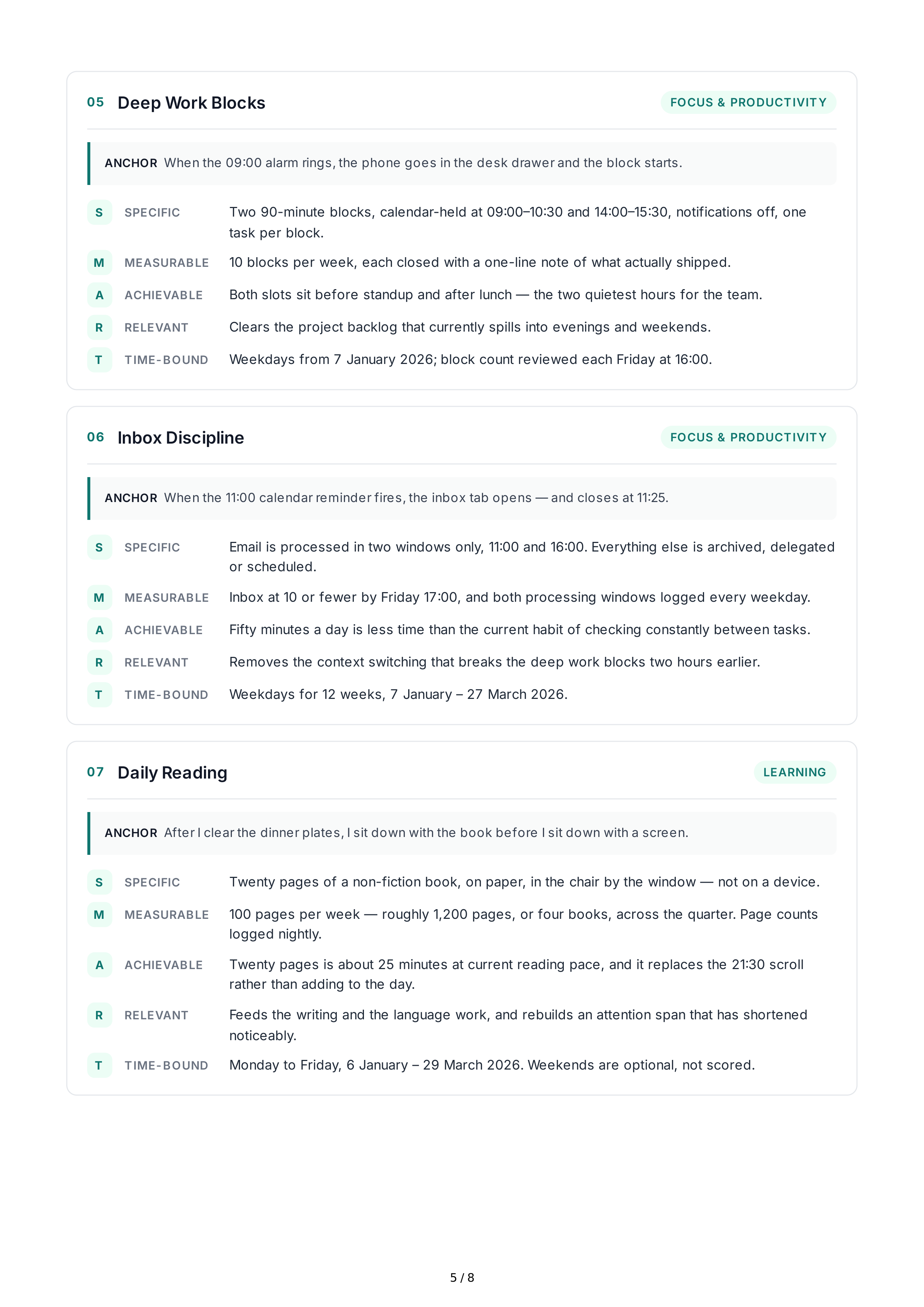 SMART Habit-Building Goals — page 5