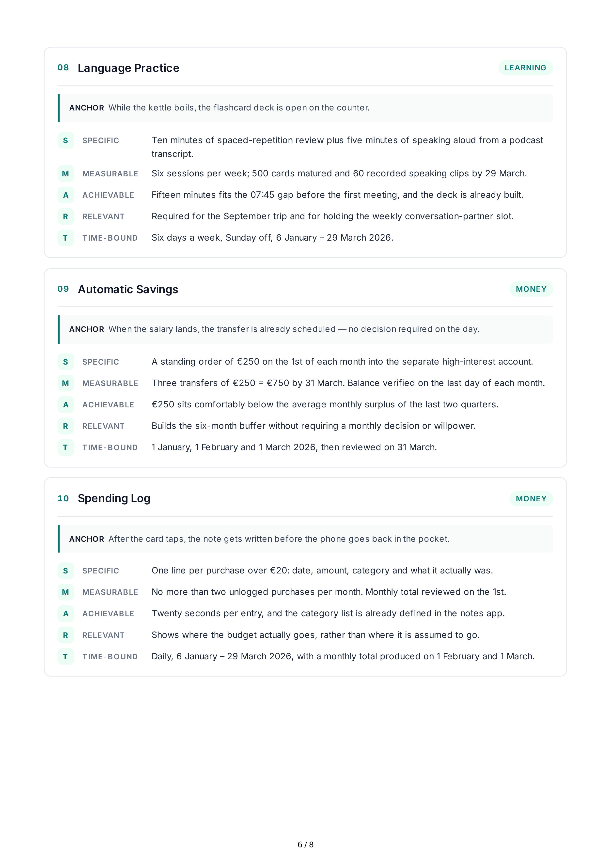 SMART Habit-Building Goals — page 6