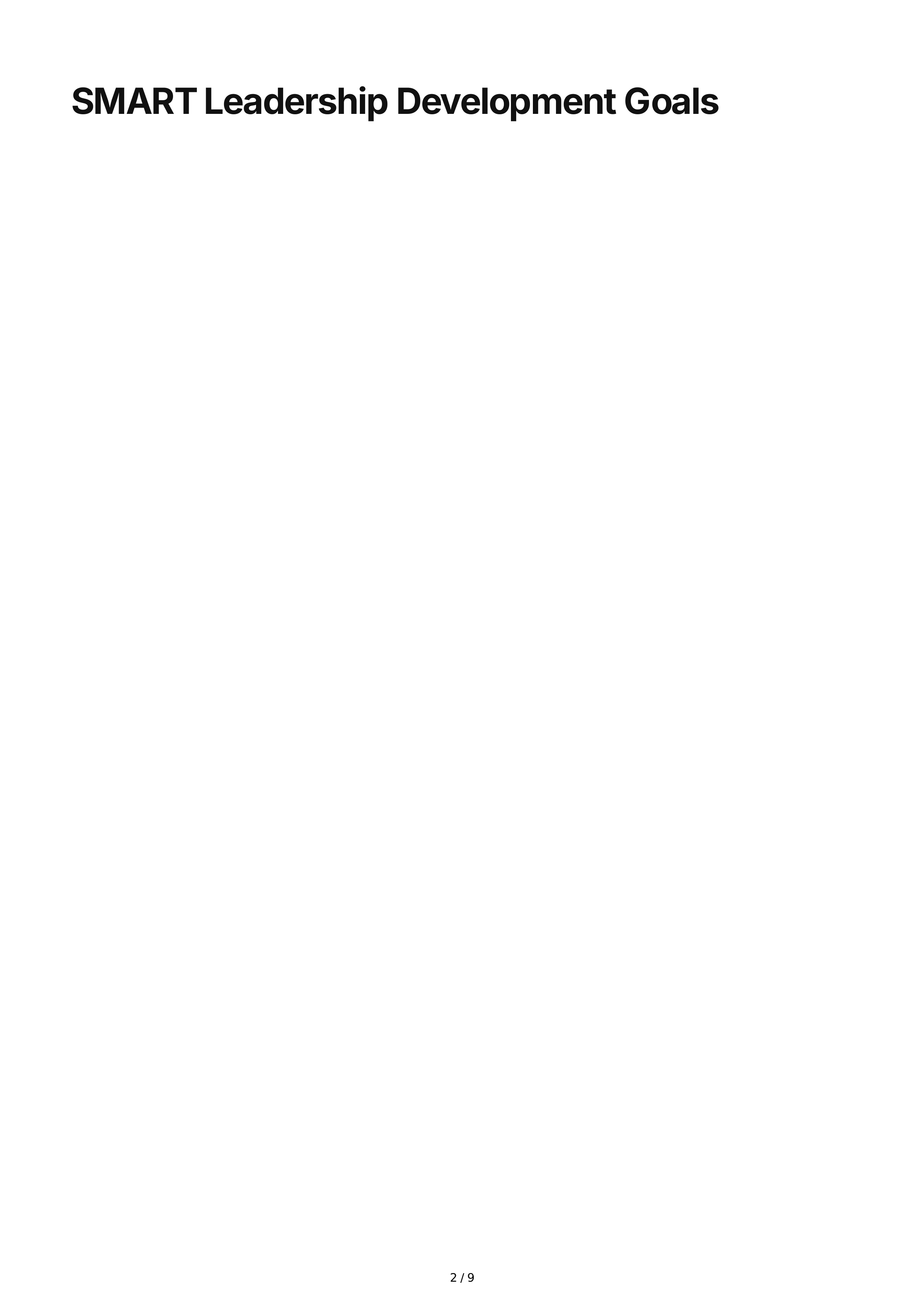 SMART Leadership Development Goals — page 2