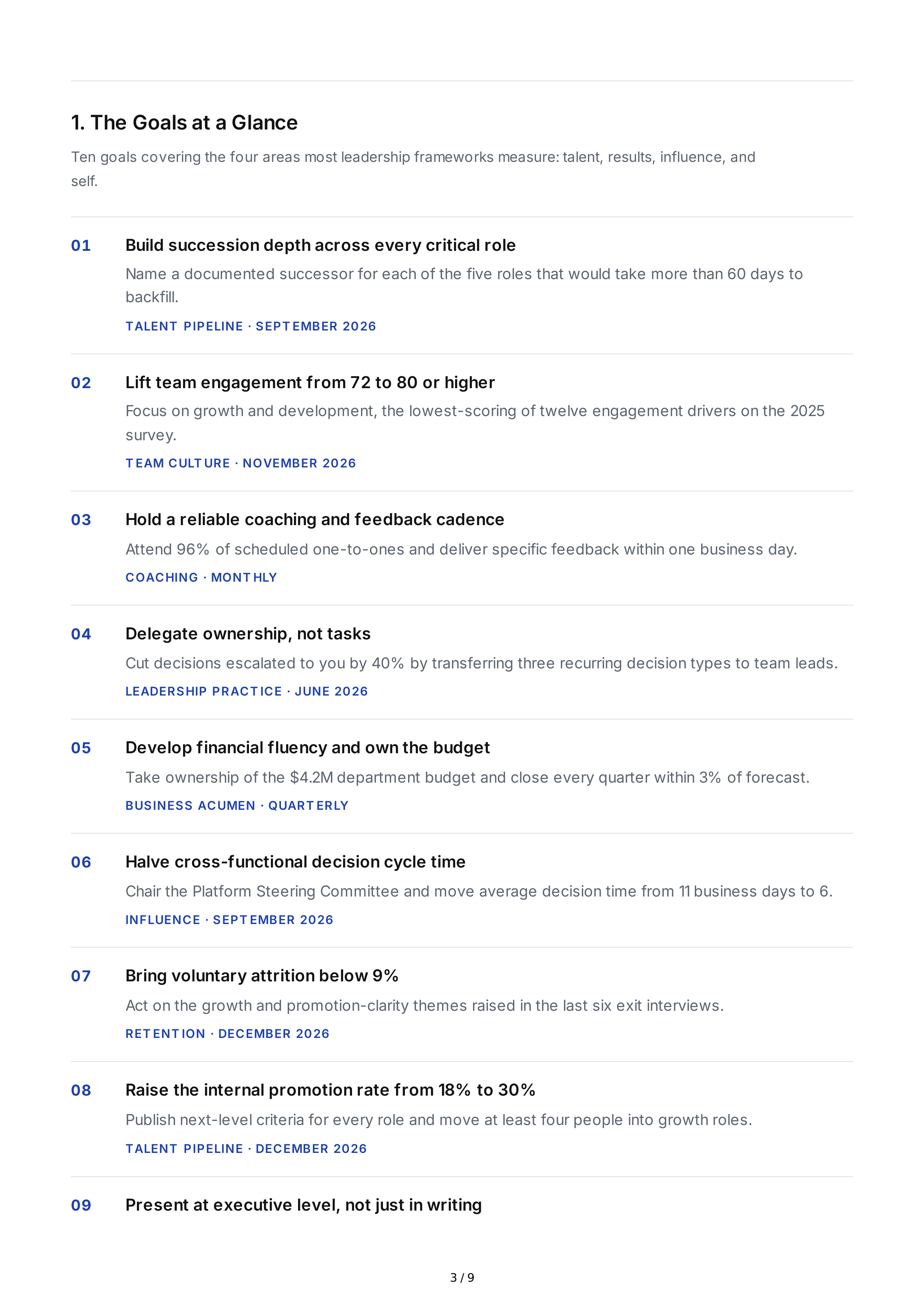 SMART Leadership Development Goals — page 3
