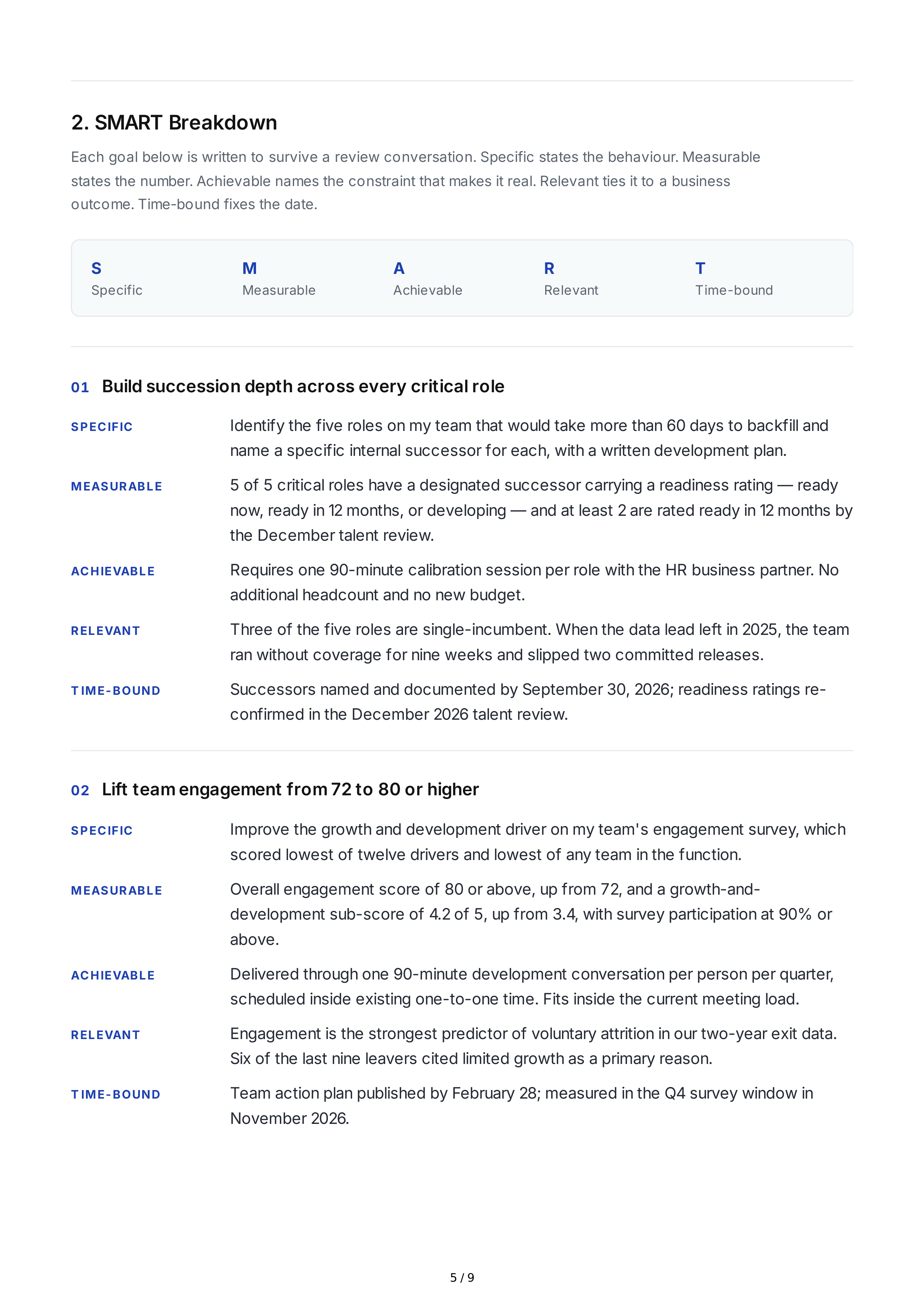 SMART Leadership Development Goals — page 5