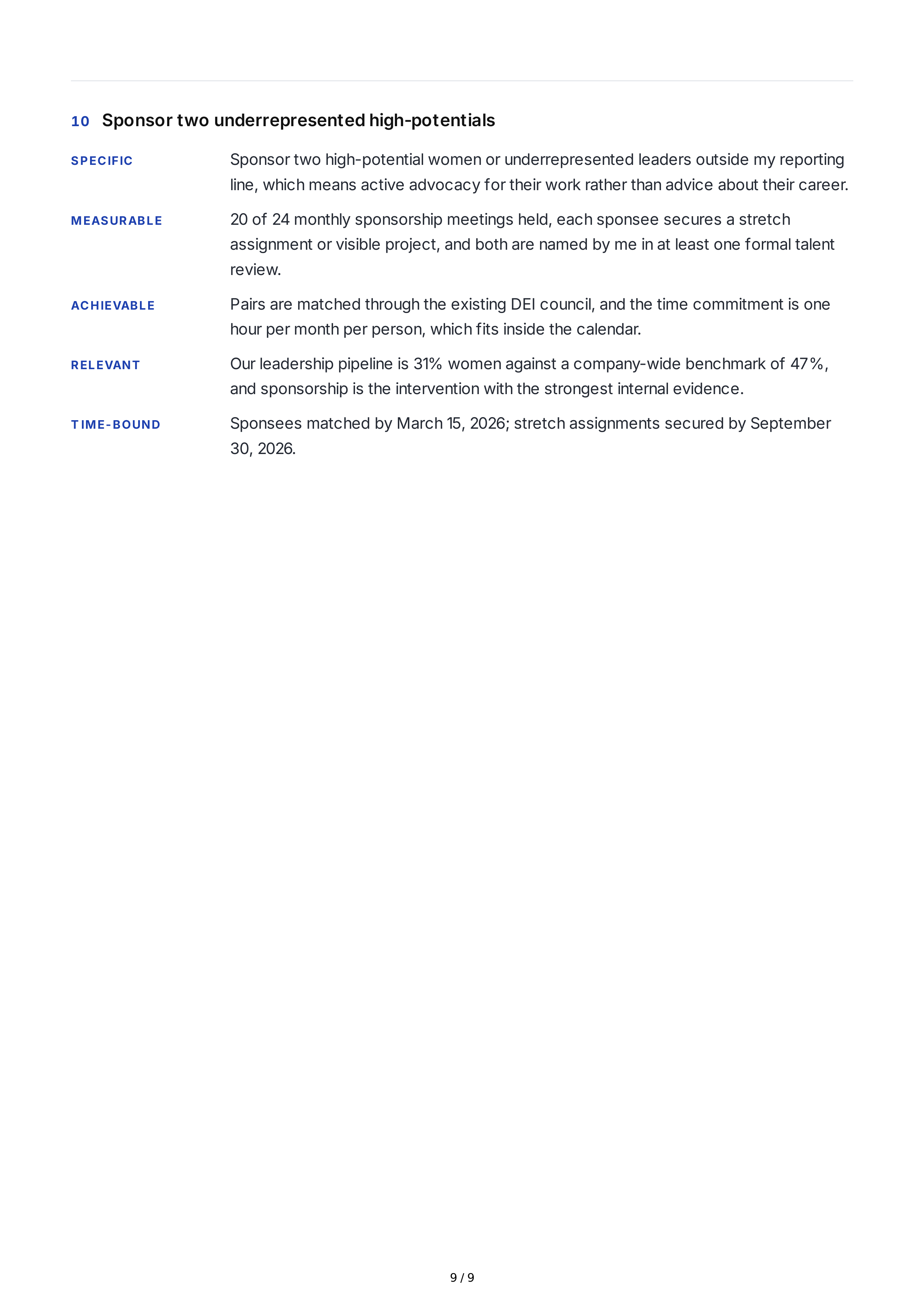 SMART Leadership Development Goals — page 9