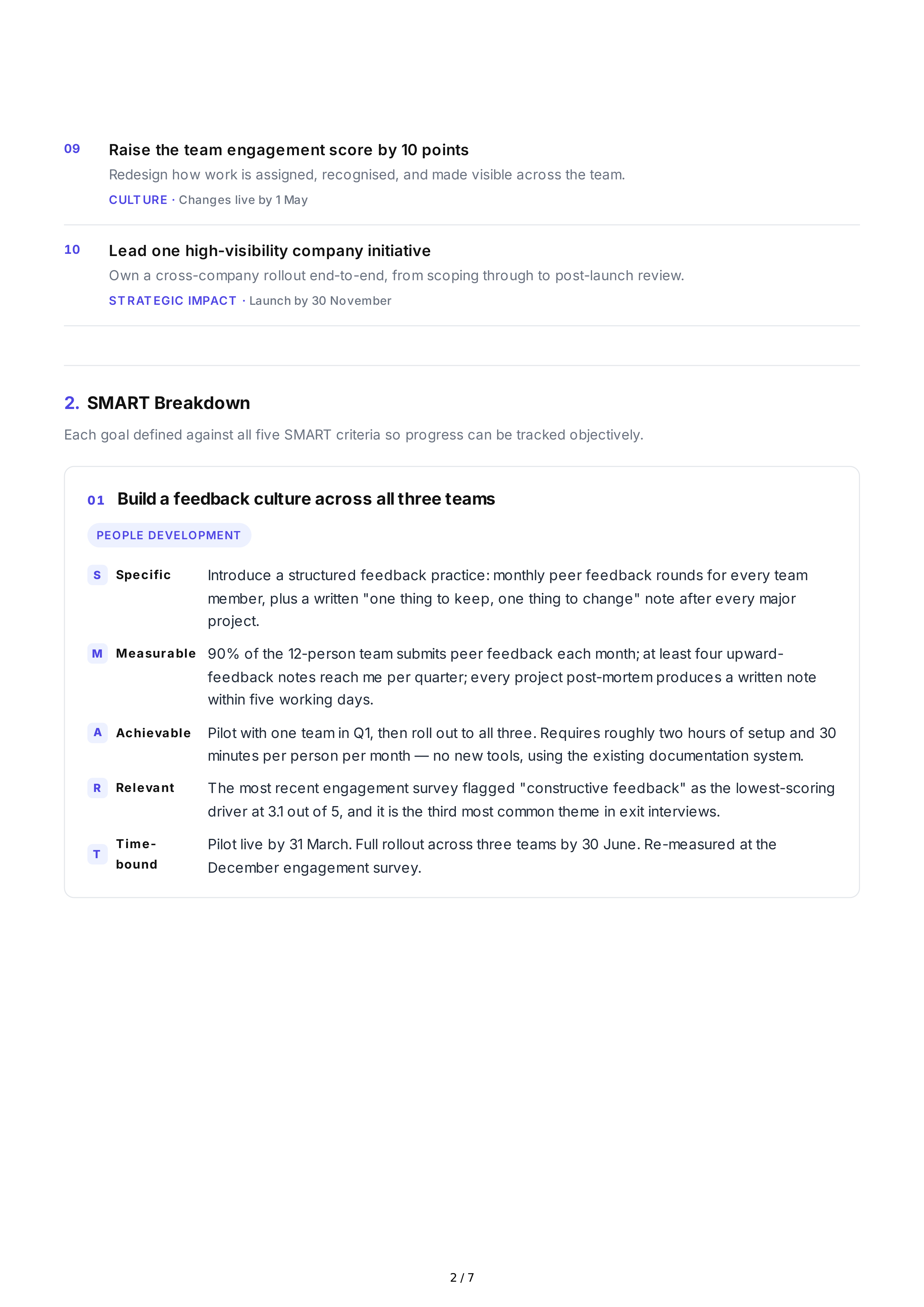 SMART Leadership Goals — page 2