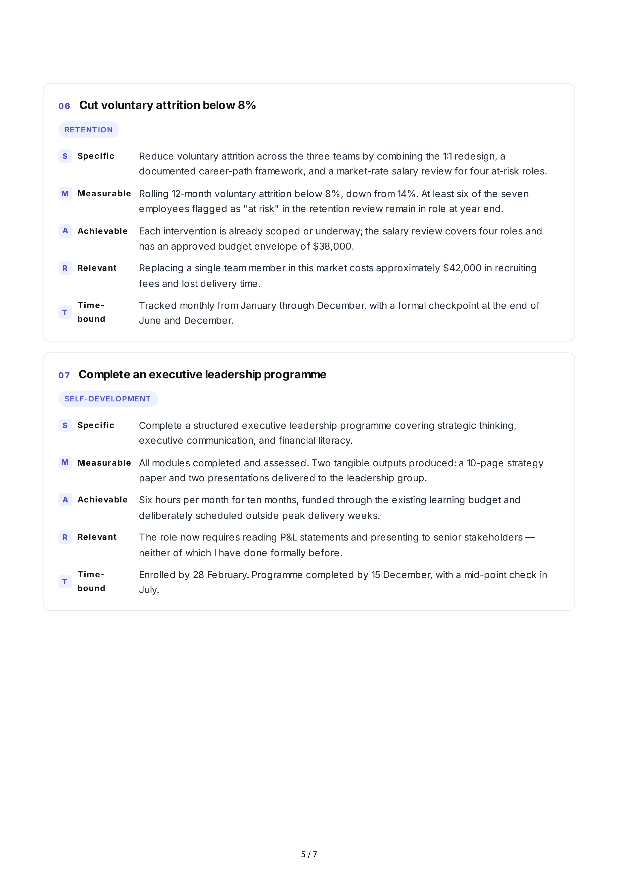 SMART Leadership Goals — page 5