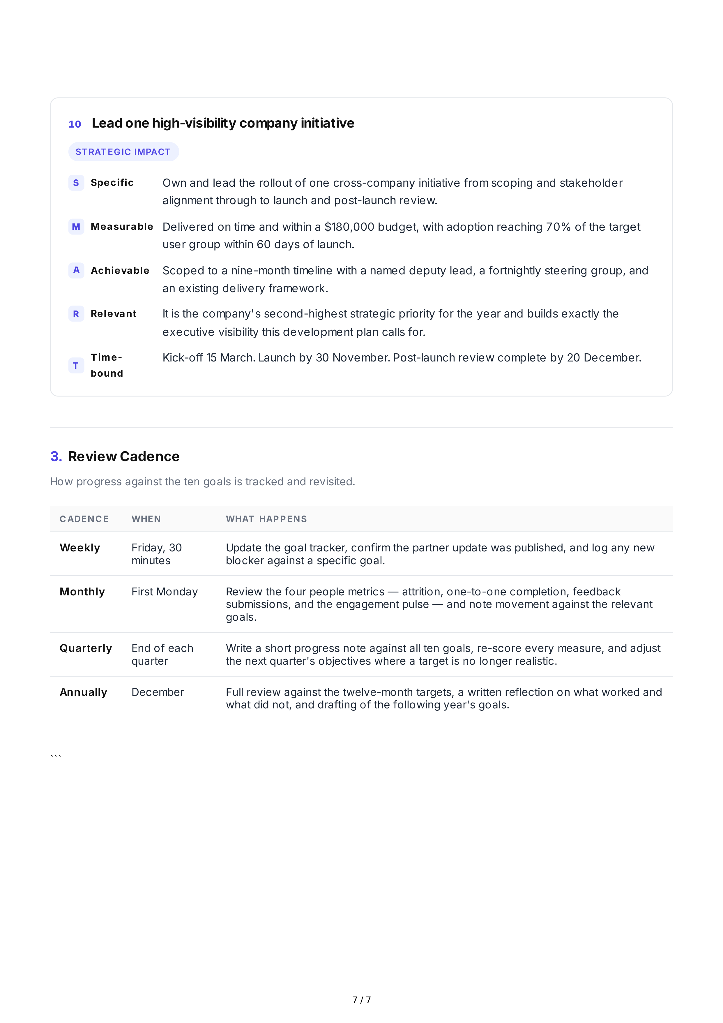SMART Leadership Goals — page 7