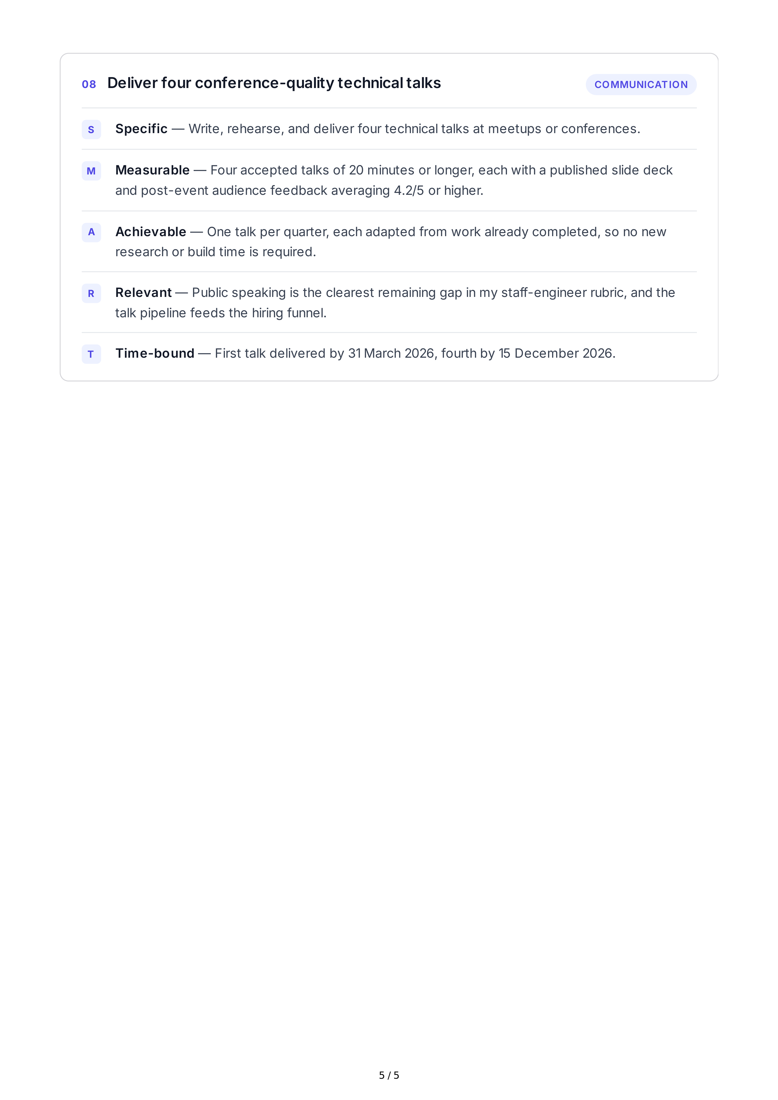 SMART Learning Goals — page 5