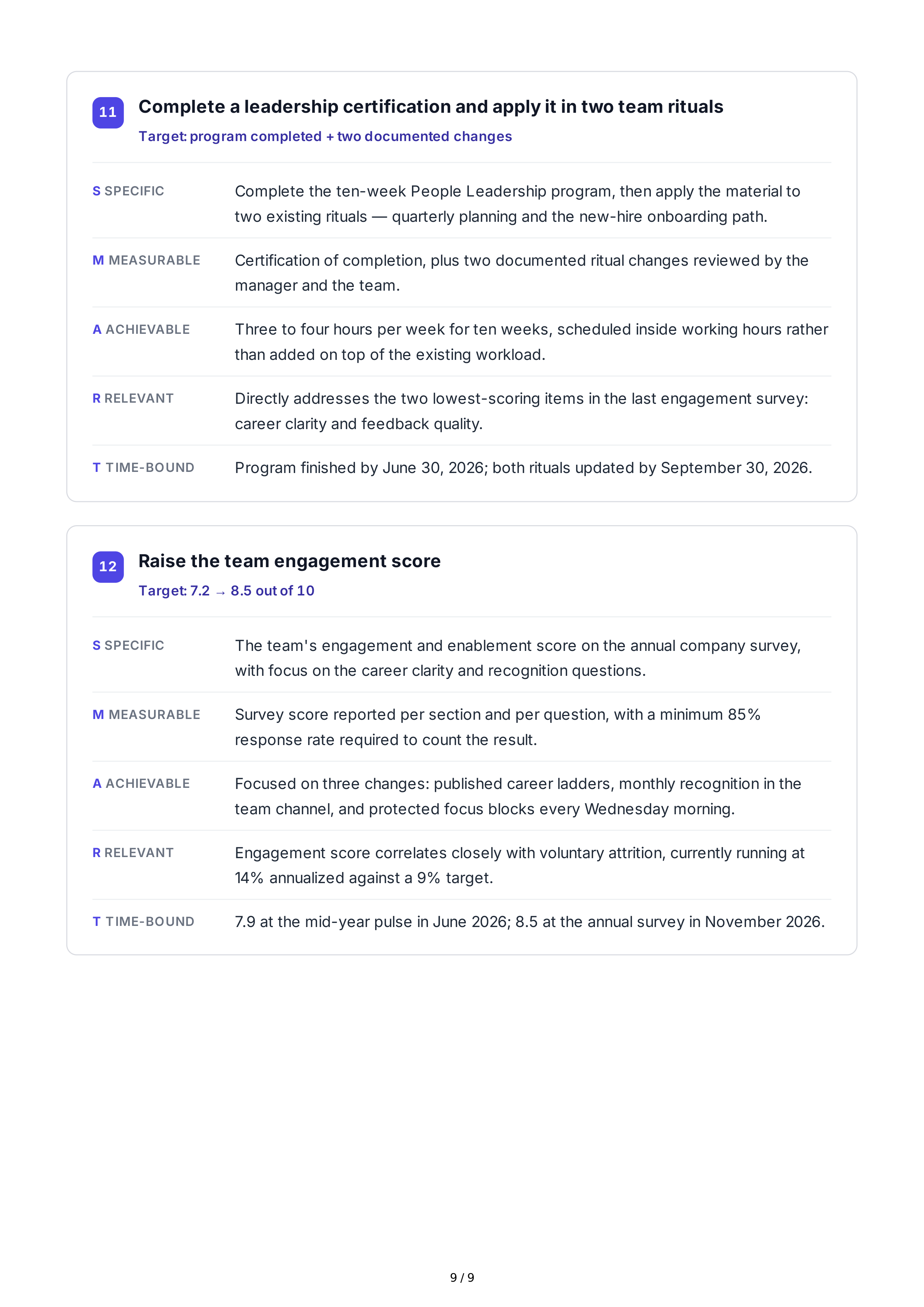 SMART Performance Goals — page 9