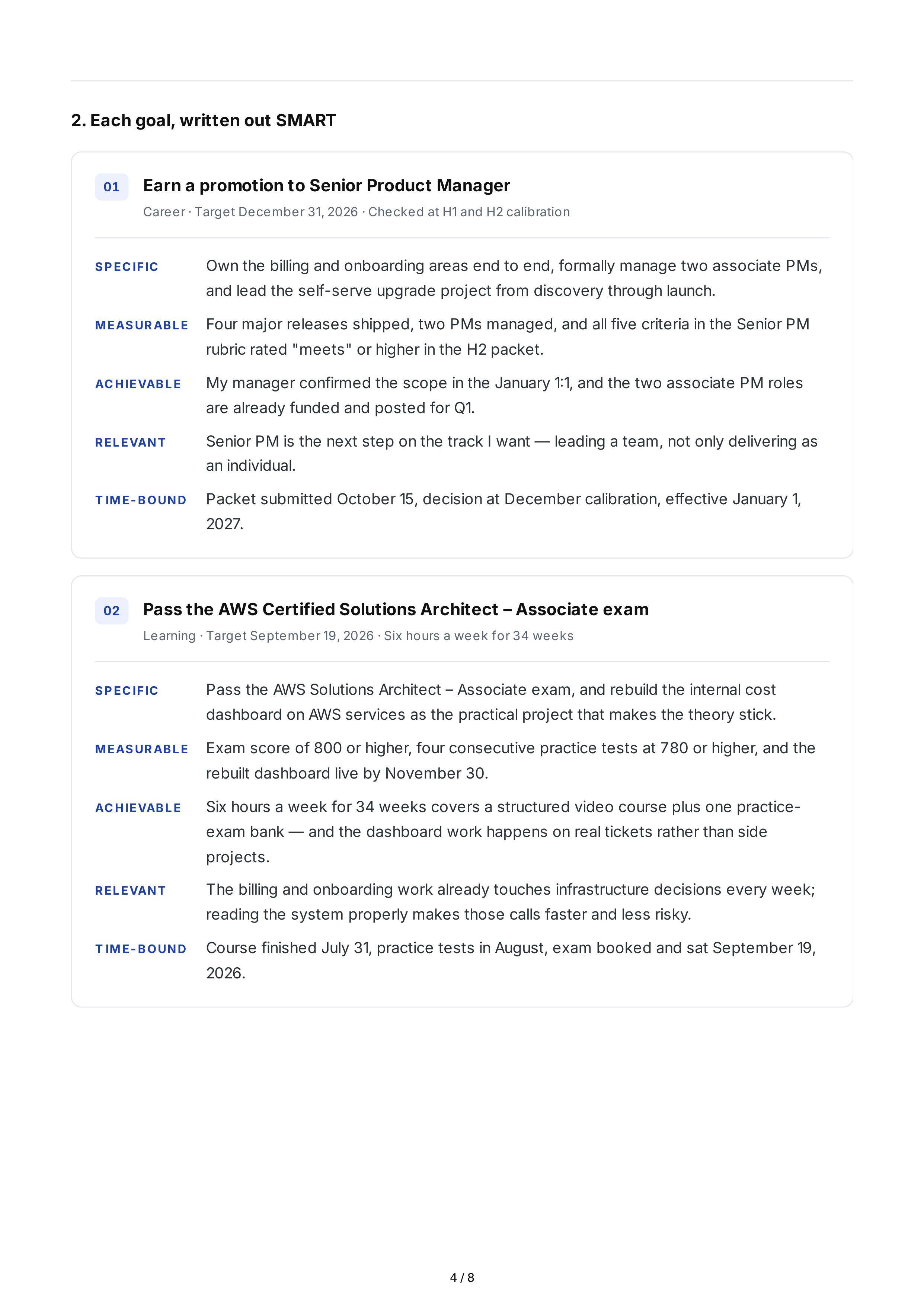 SMART Personal Development Goals — page 4