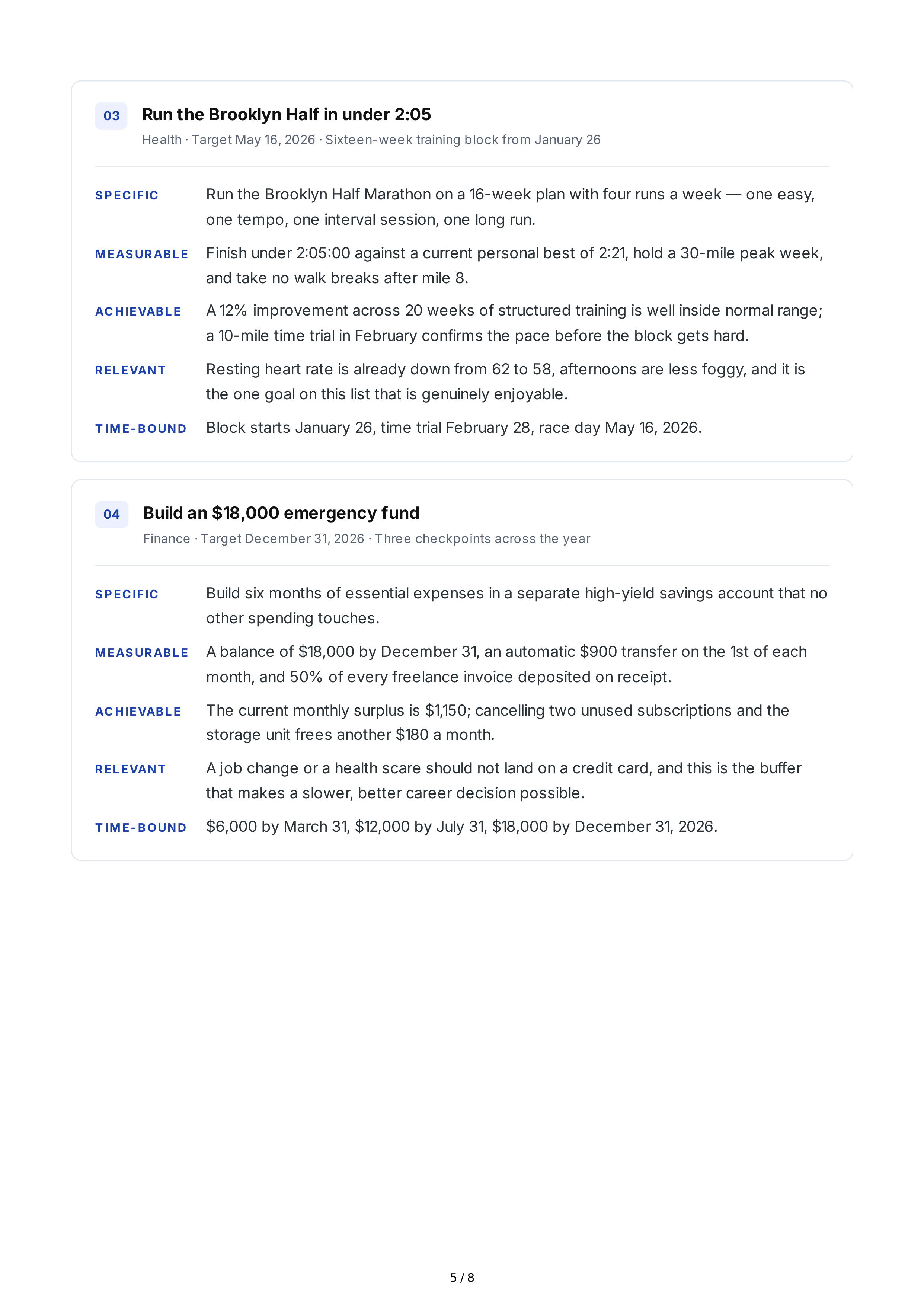 SMART Personal Development Goals — page 5