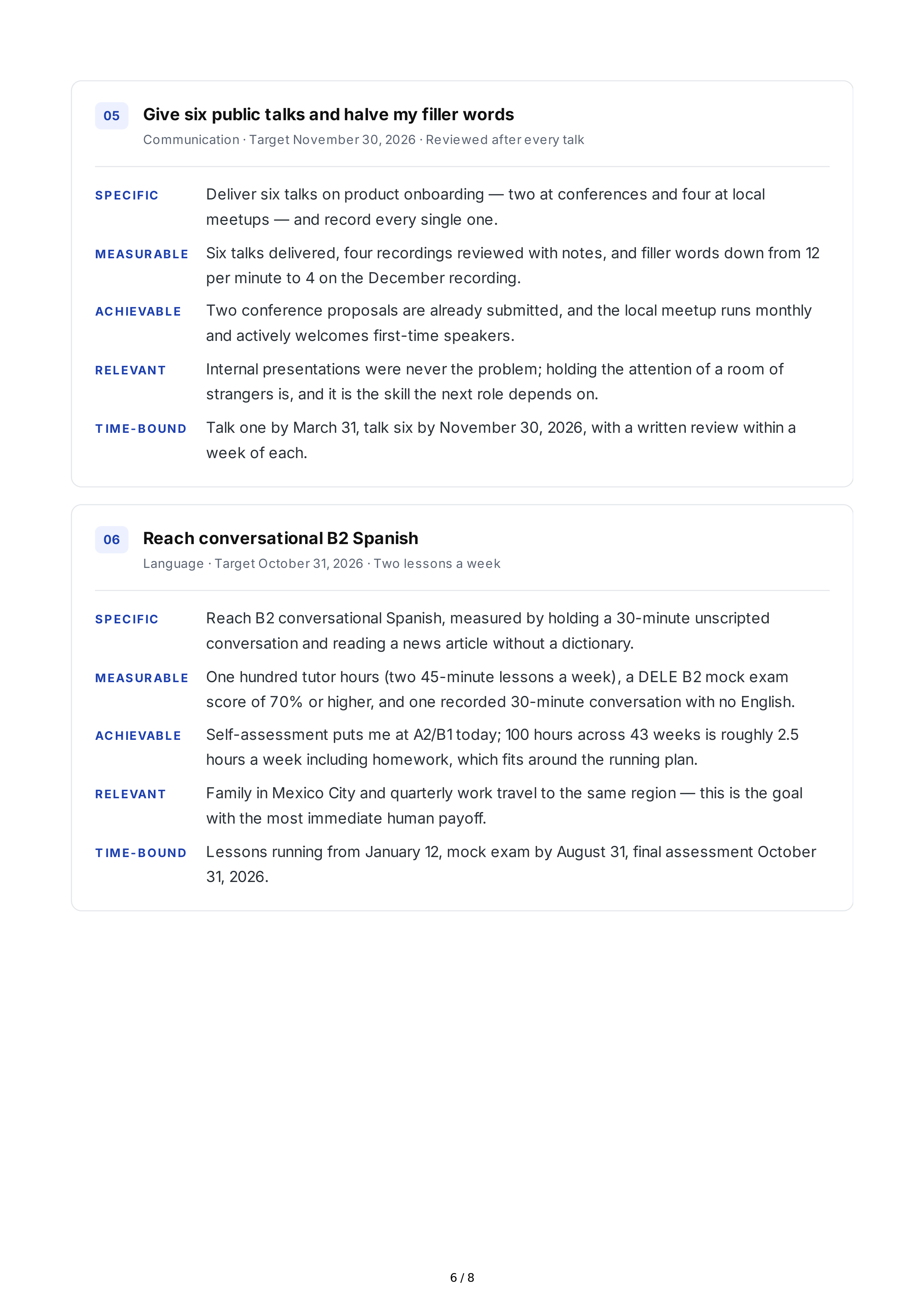 SMART Personal Development Goals — page 6