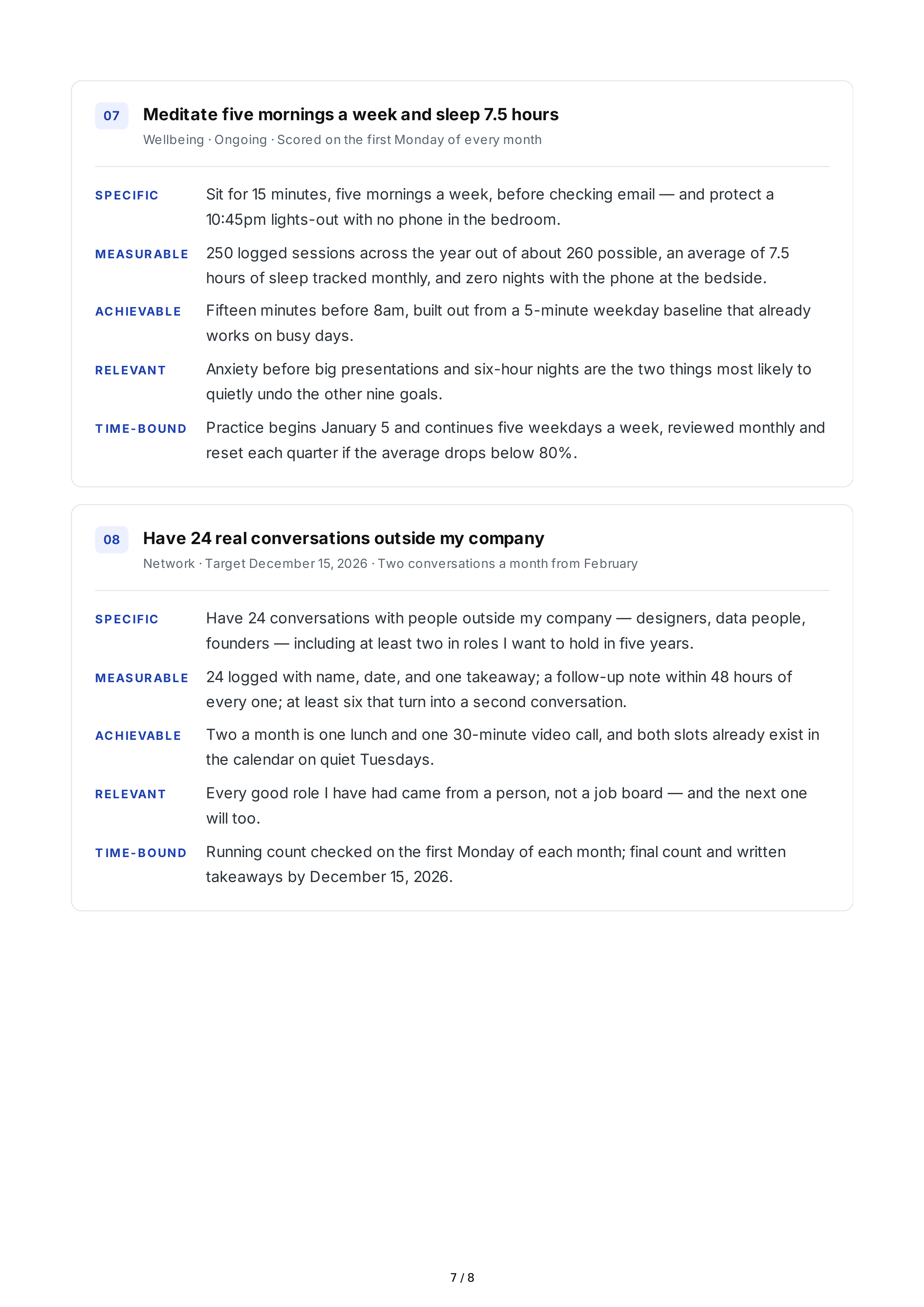 SMART Personal Development Goals — page 7