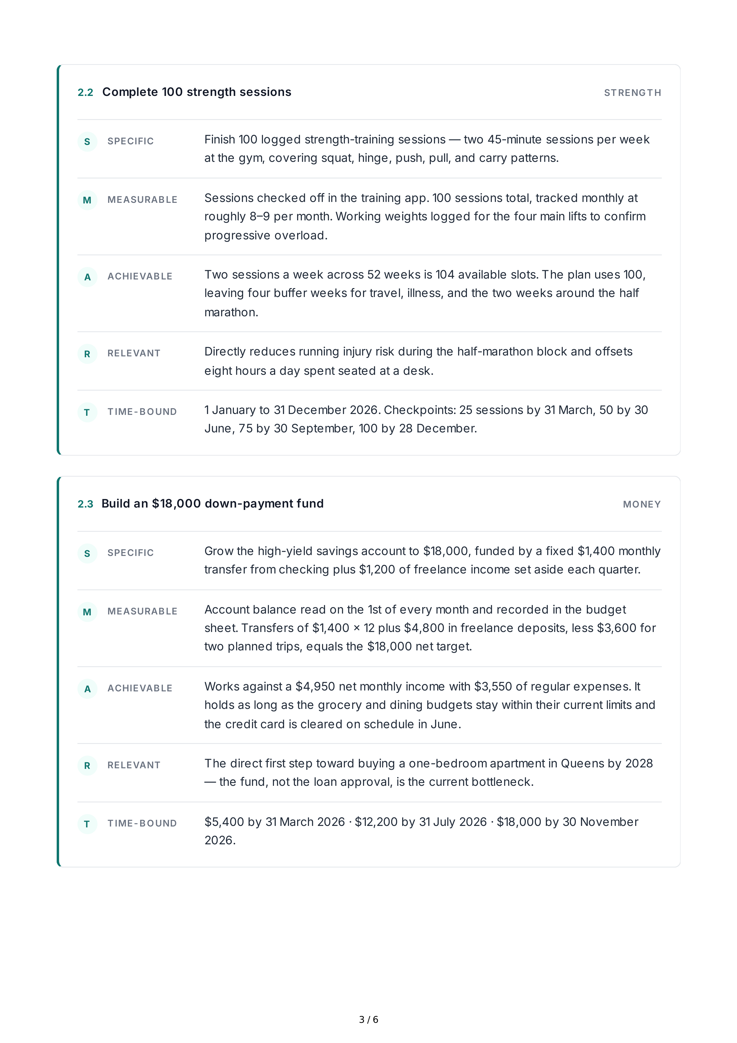 SMART Personal Goals — page 3