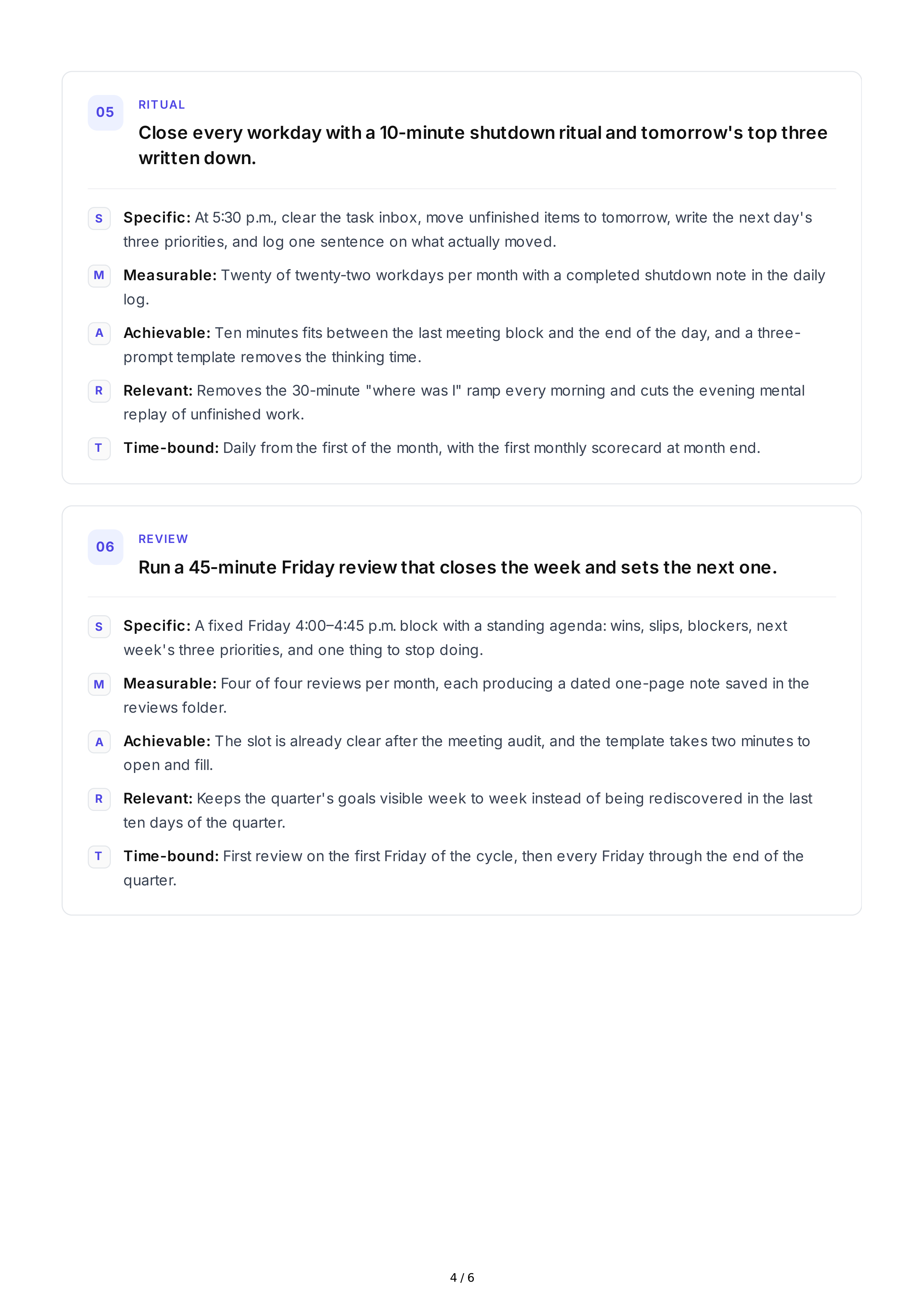 SMART Productivity Goals — page 4