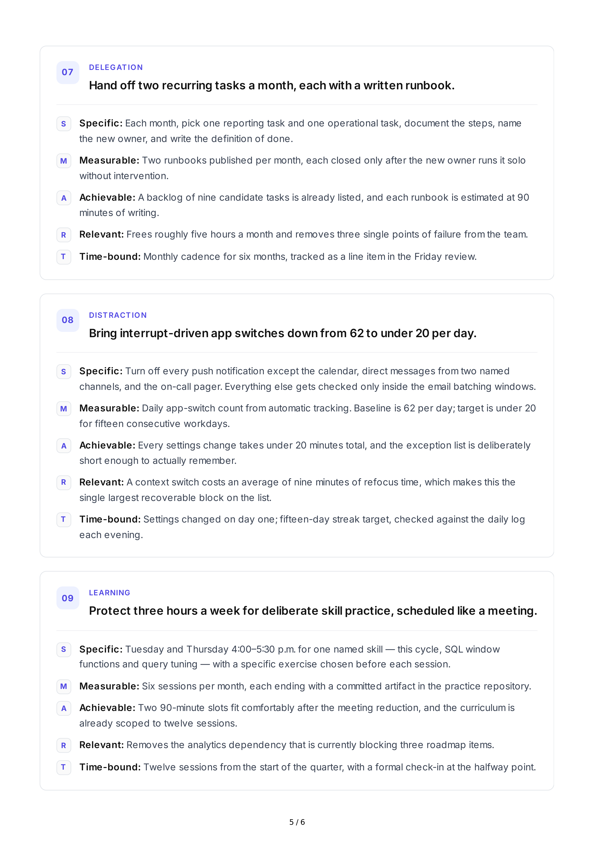 SMART Productivity Goals — page 5
