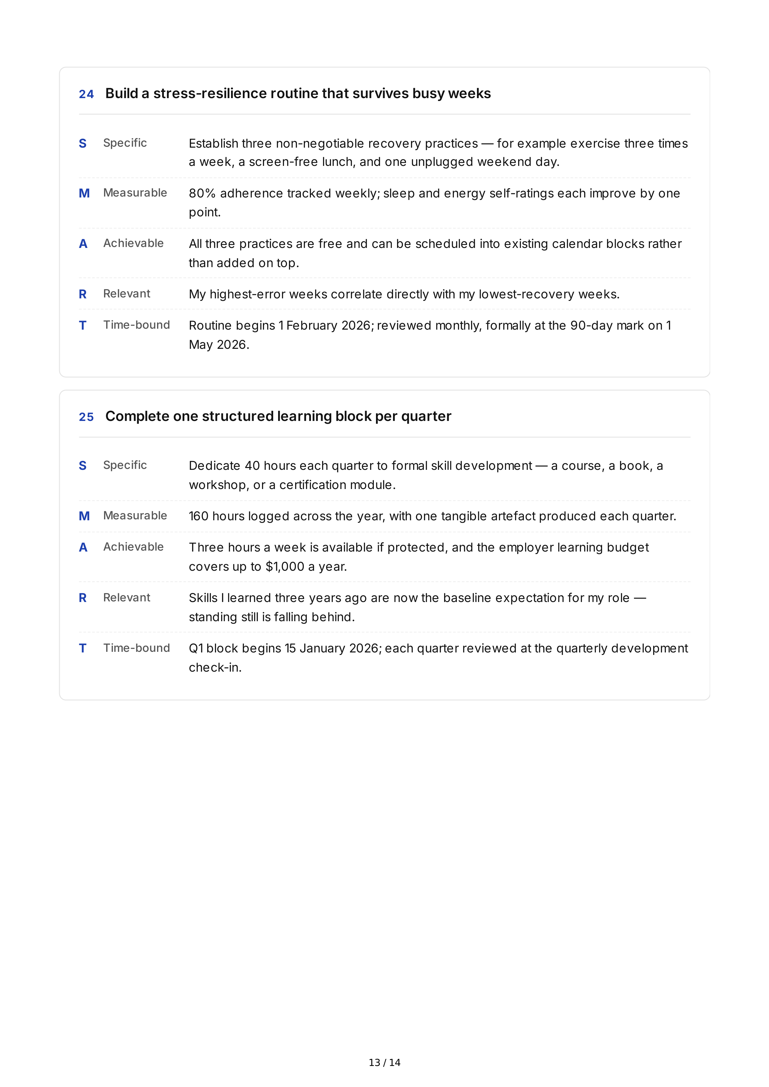 SMART Professional Development Goals — page 13