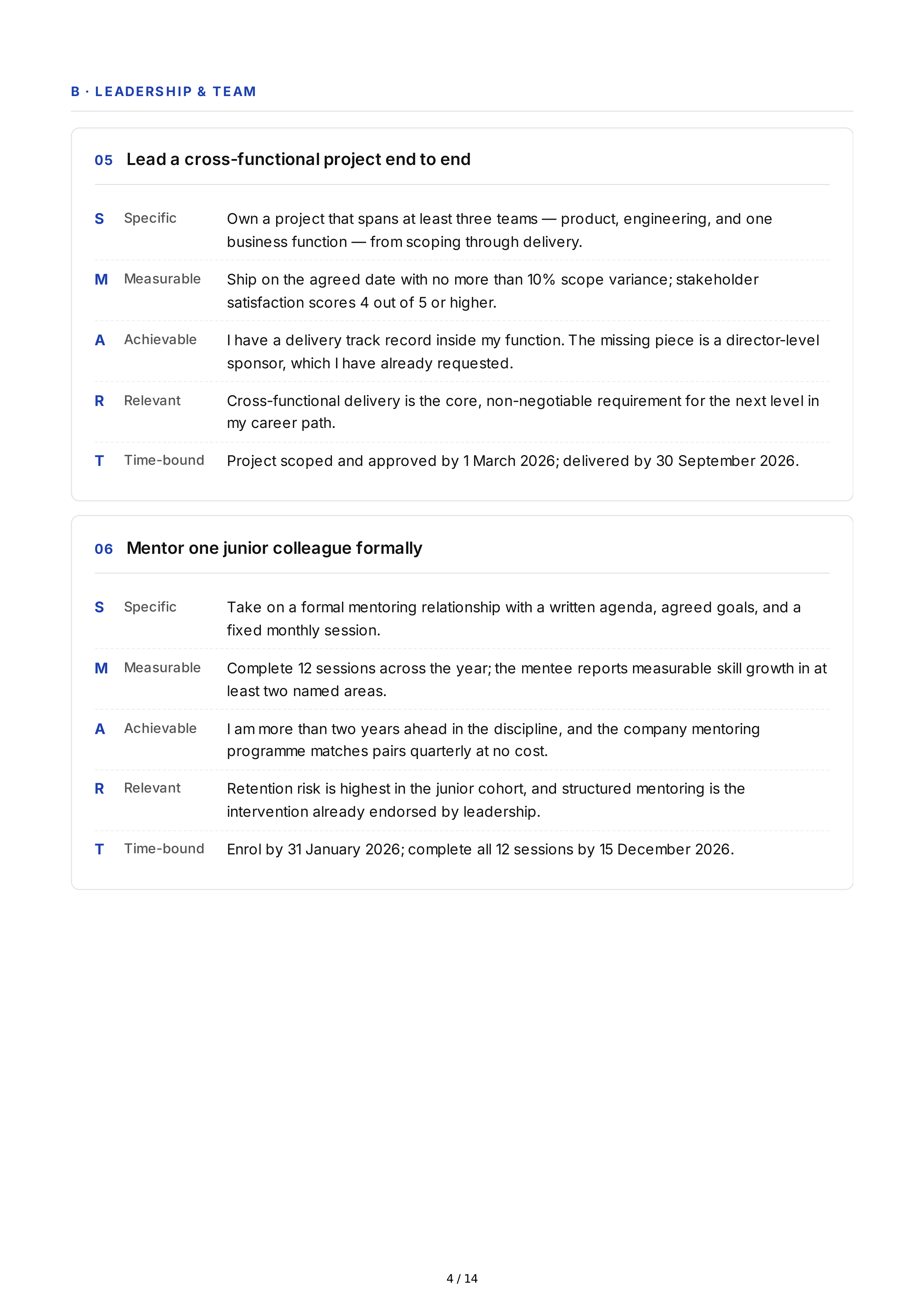 SMART Professional Development Goals — page 4