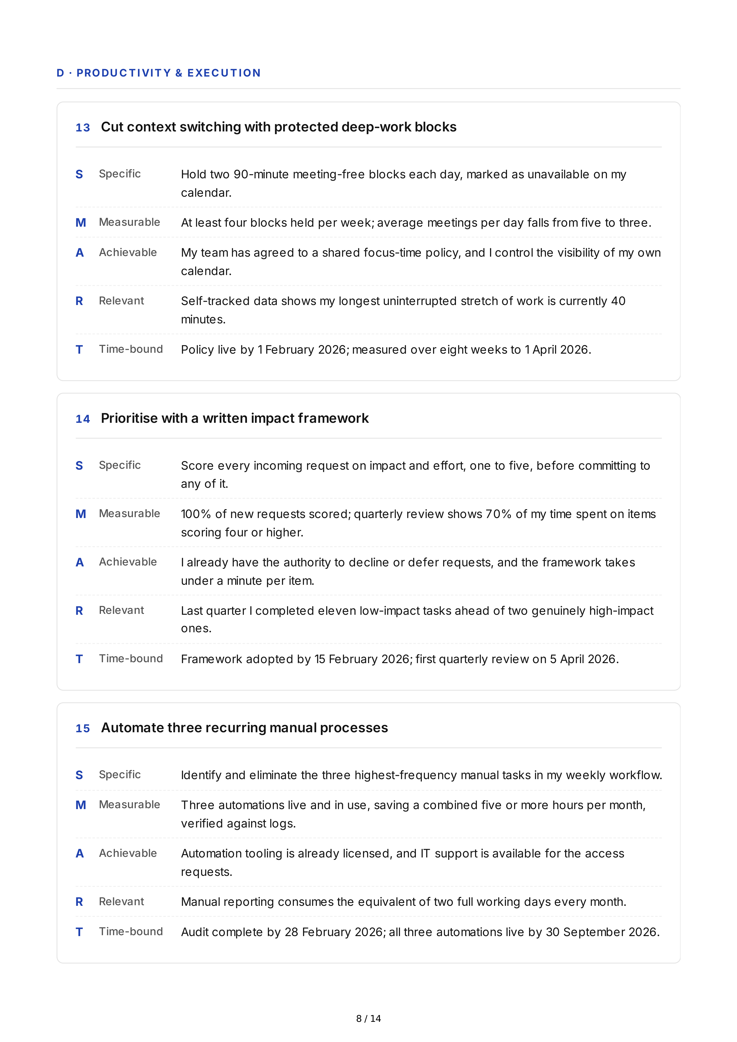 SMART Professional Development Goals — page 8