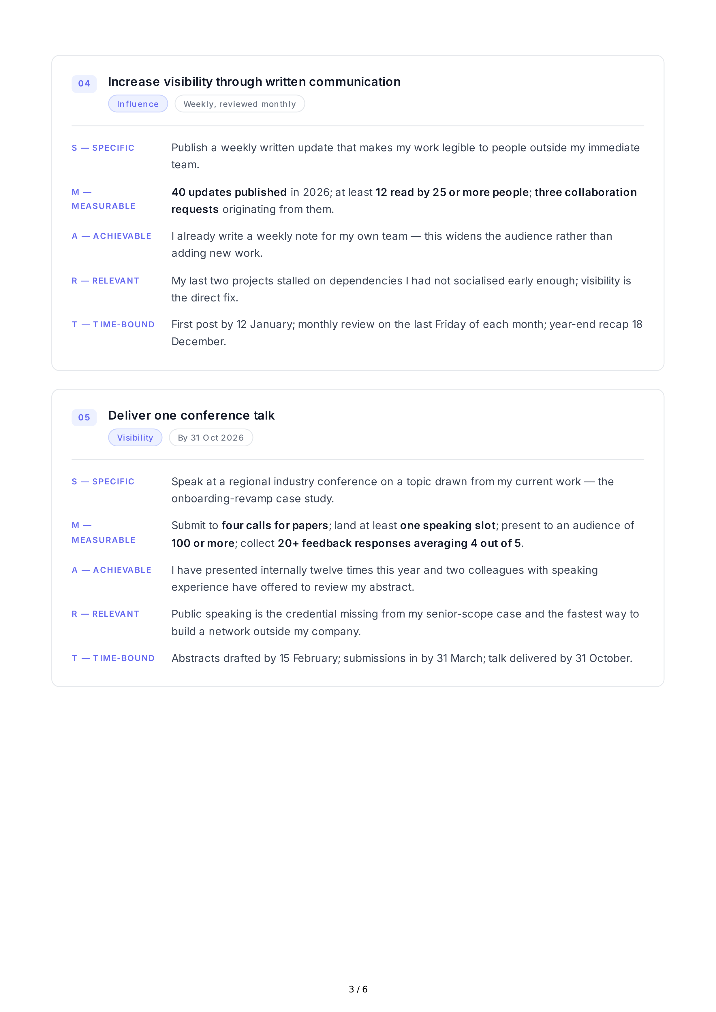 SMART Professional Goals — page 3
