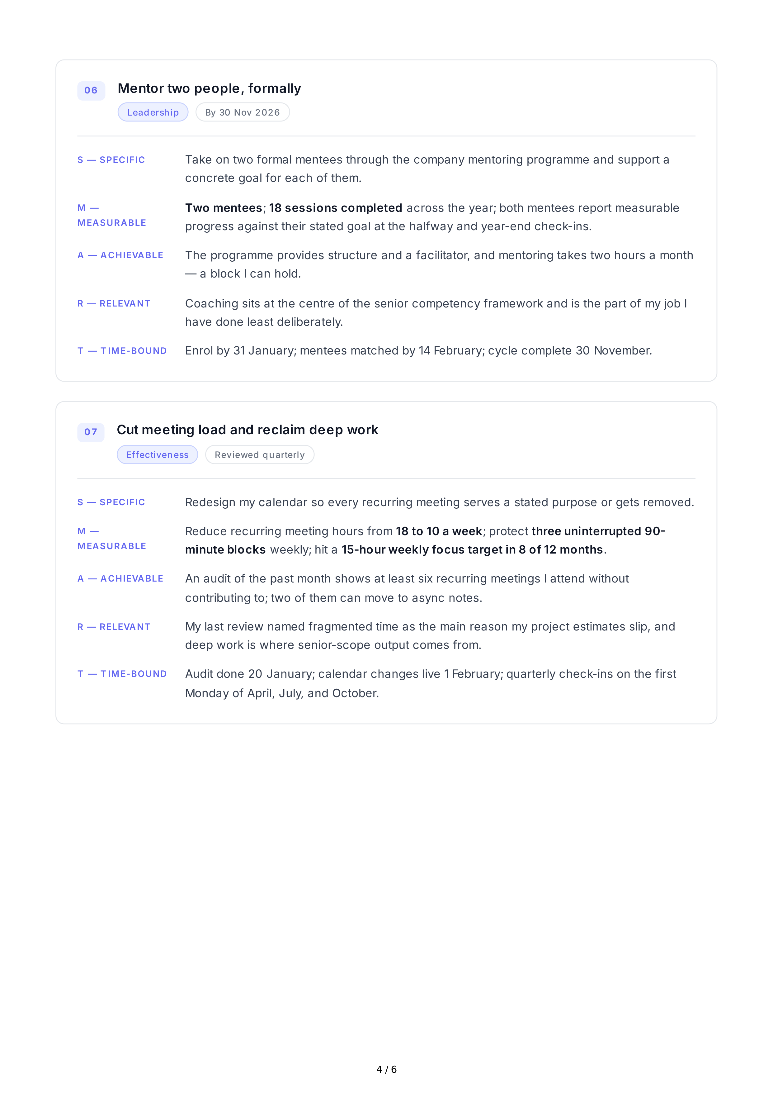 SMART Professional Goals — page 4