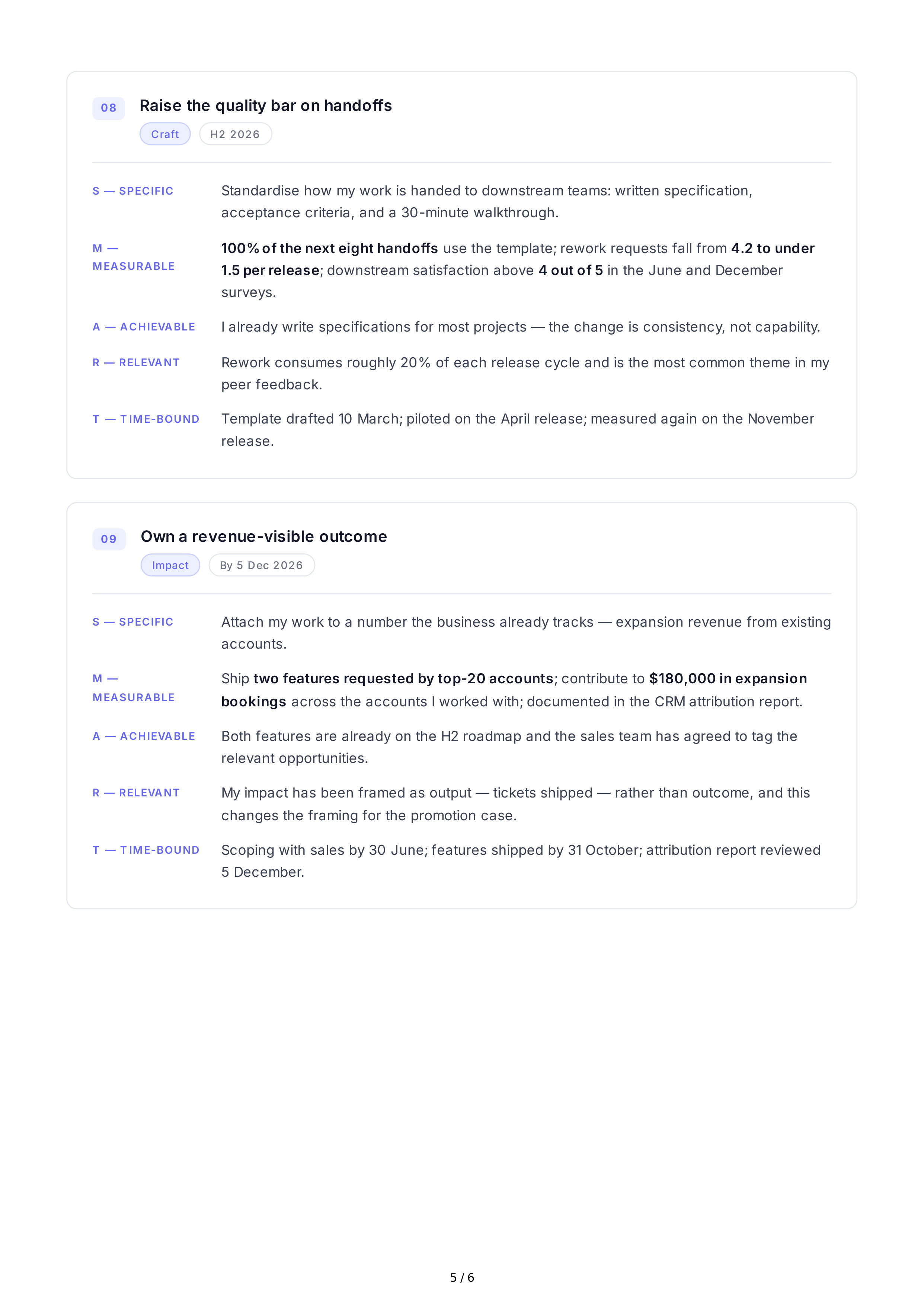 SMART Professional Goals — page 5