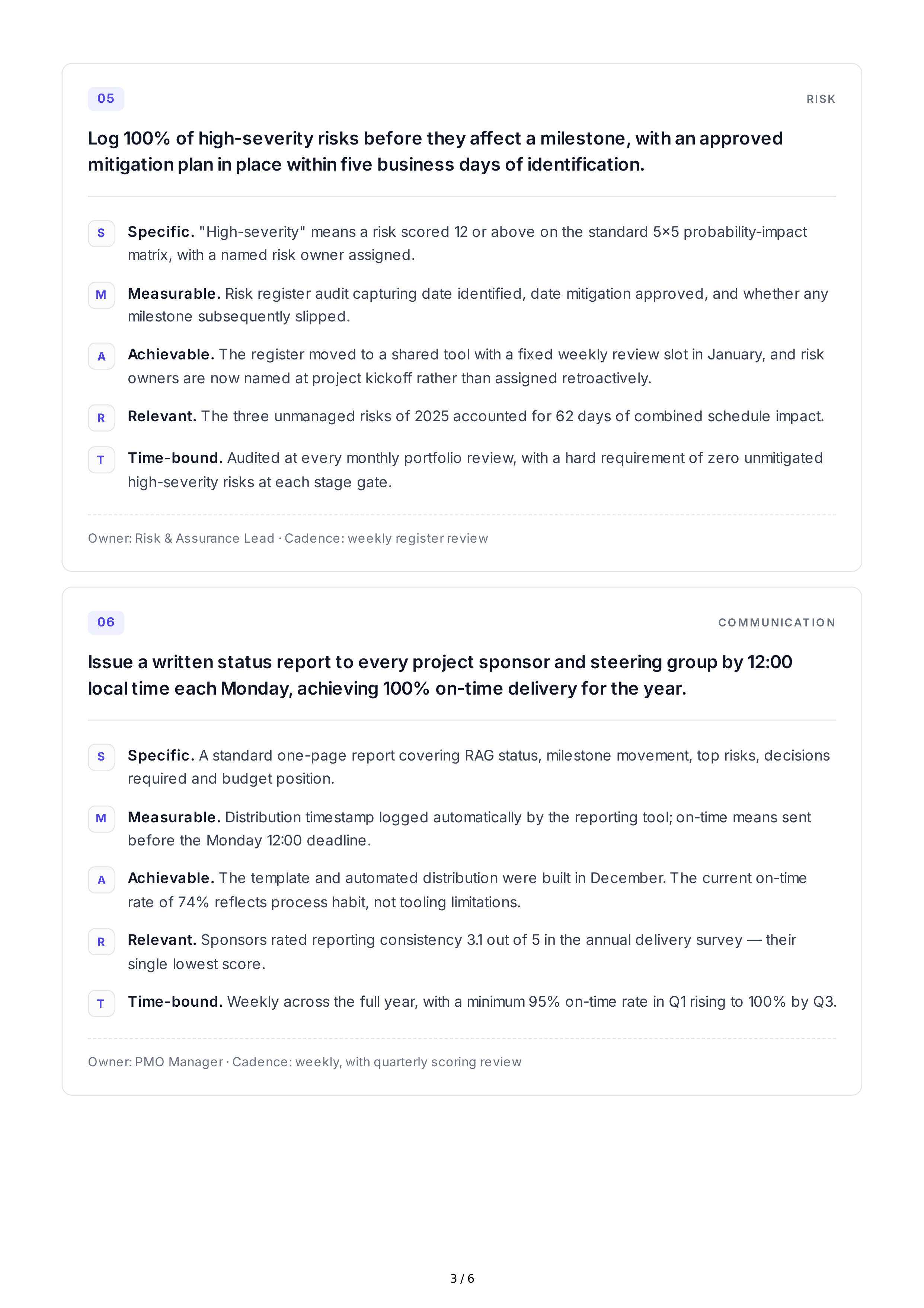 SMART Project Management Goals — page 3