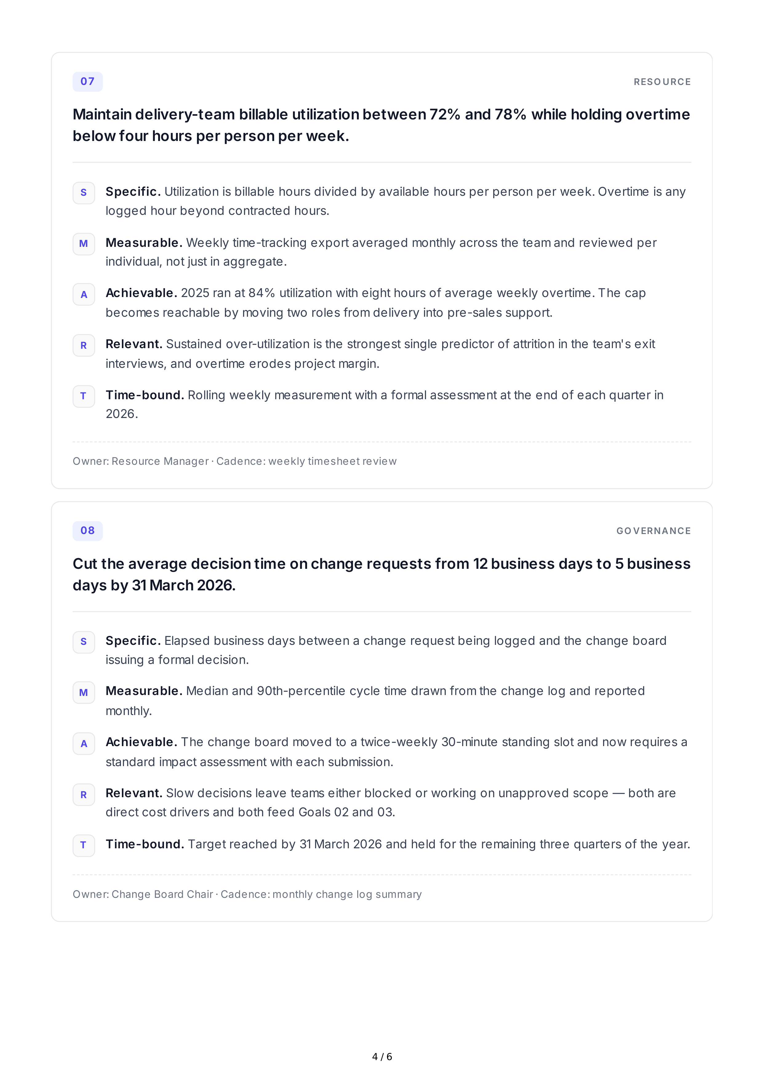 SMART Project Management Goals — page 4