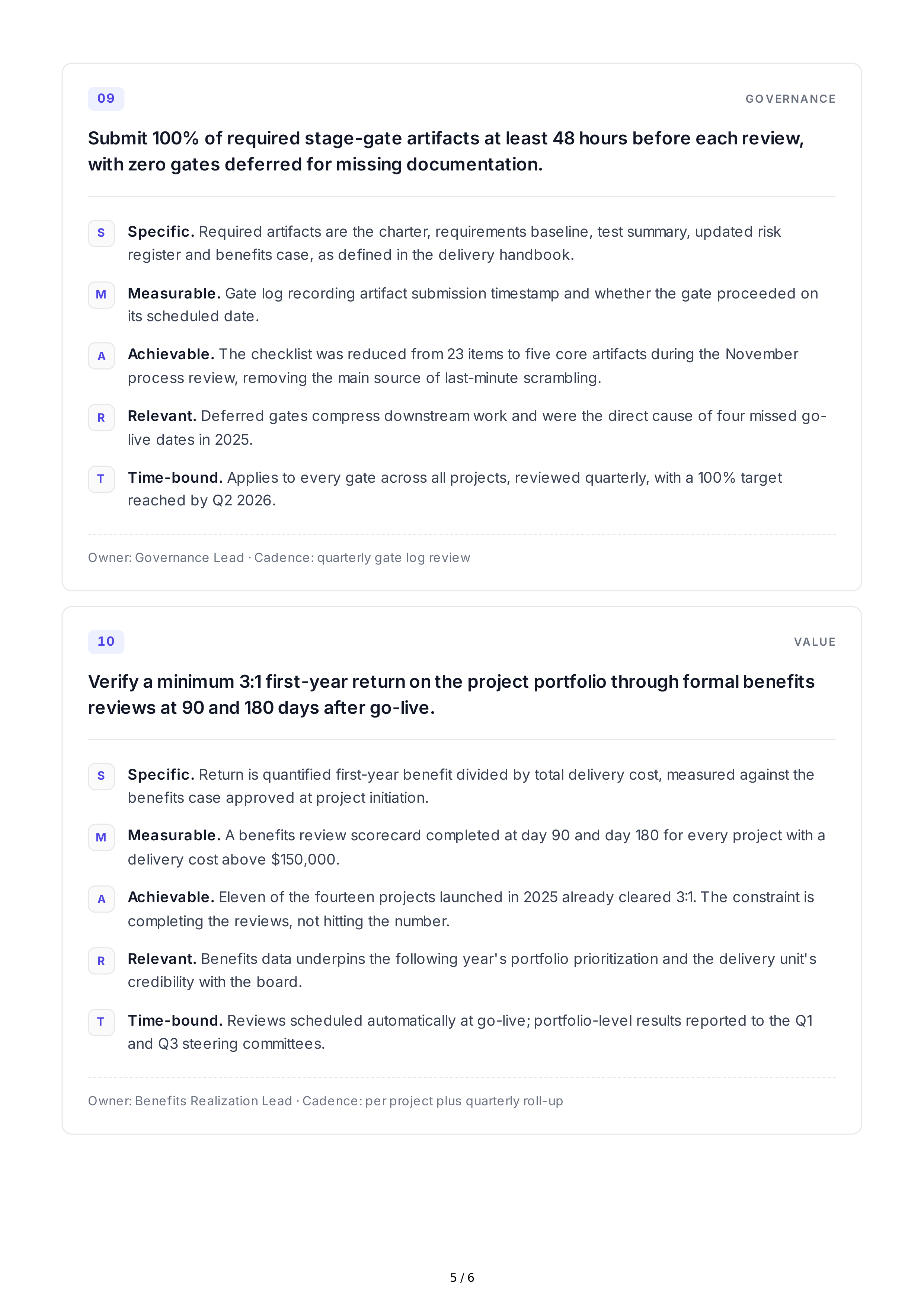 SMART Project Management Goals — page 5