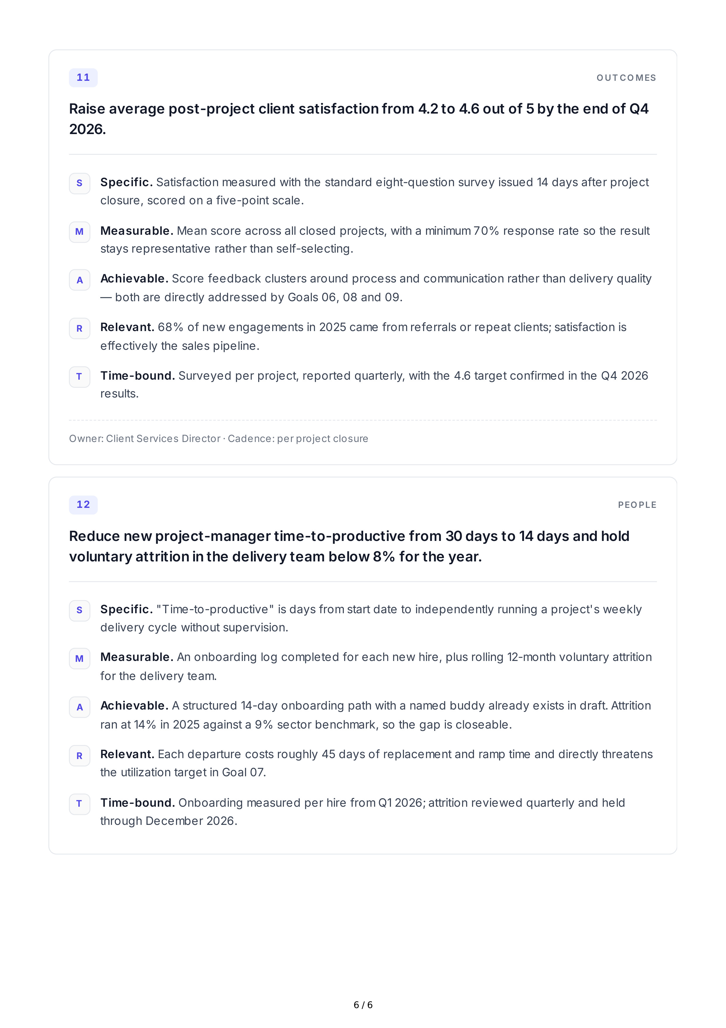 SMART Project Management Goals — page 6