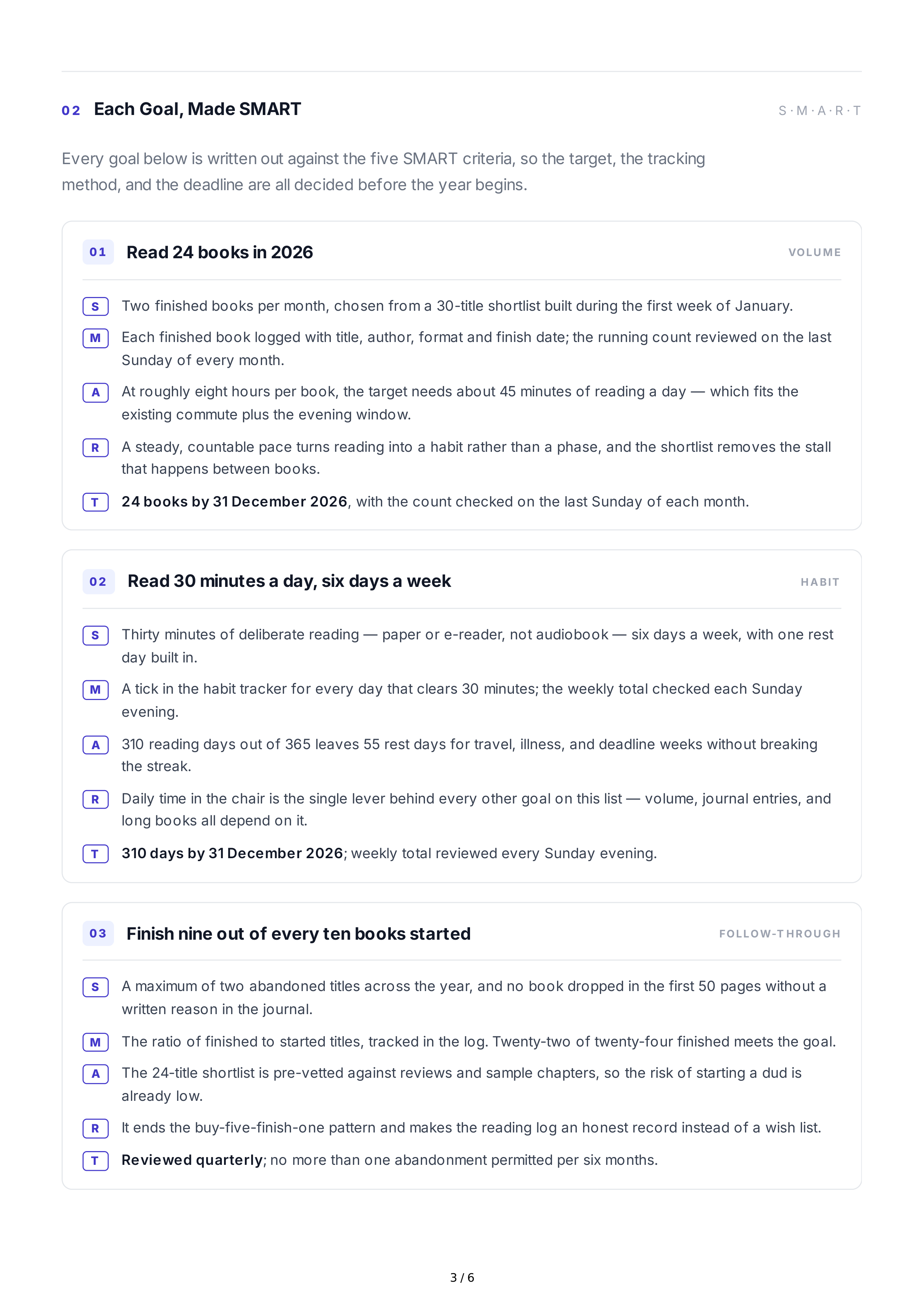 SMART Reading Goals — page 3