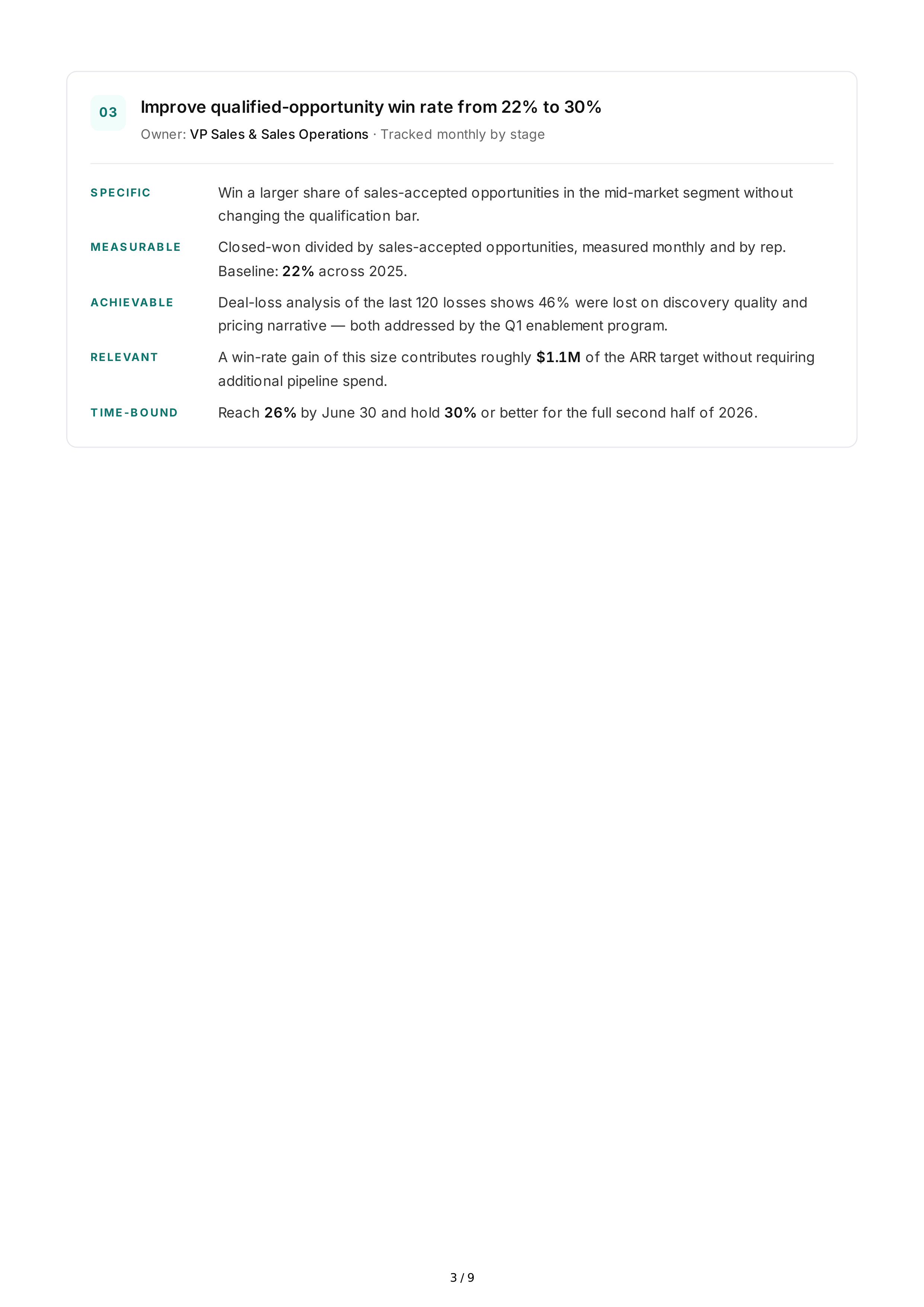 SMART Sales Goals — page 3