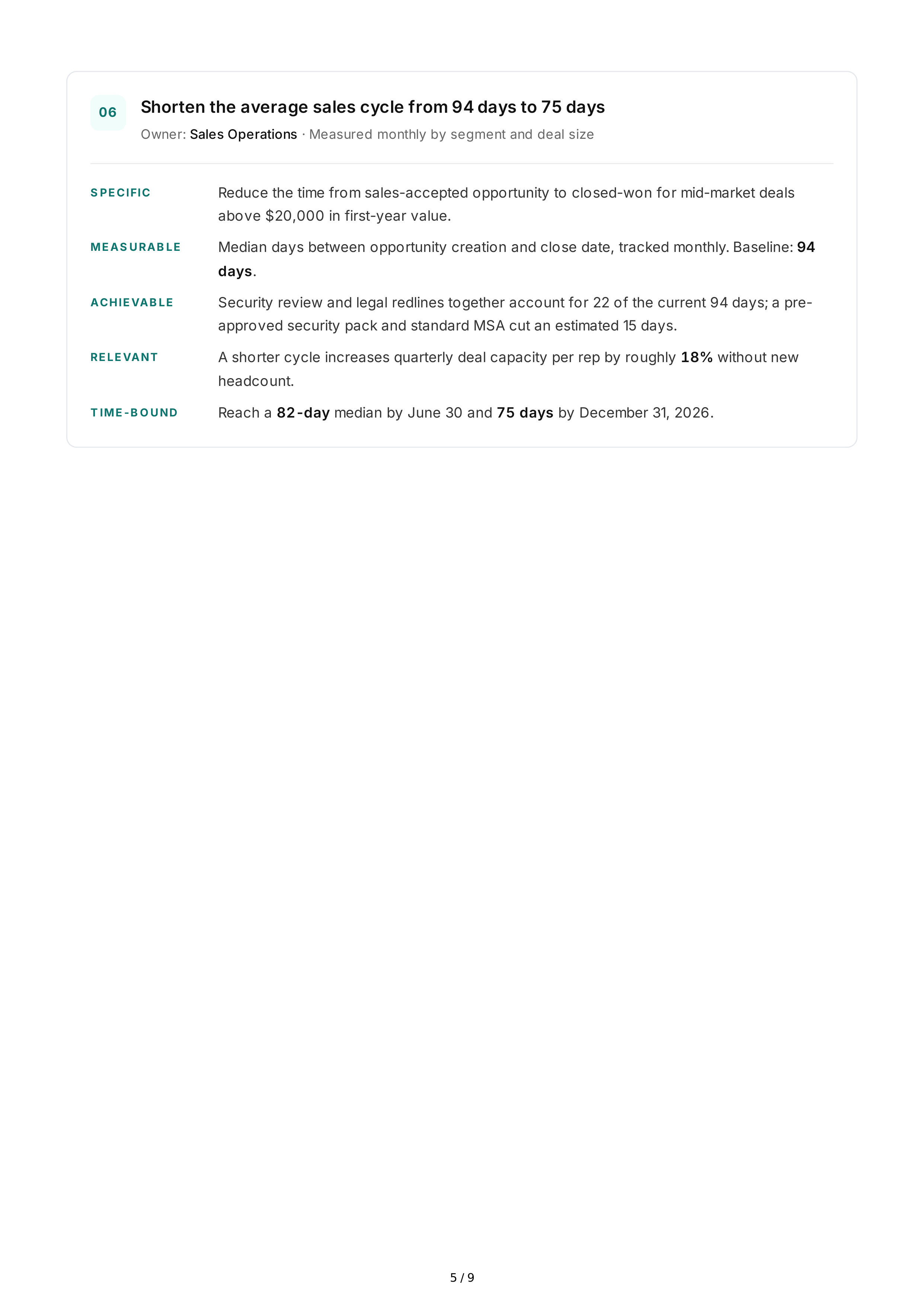 SMART Sales Goals — page 5